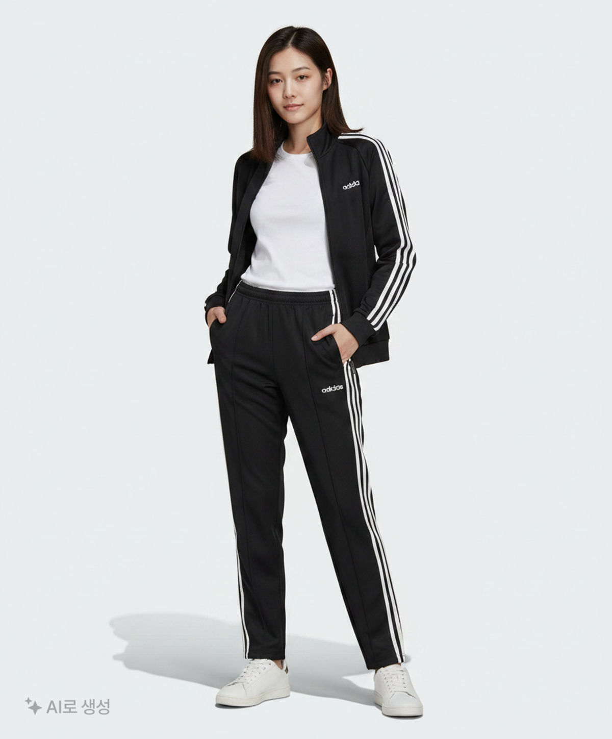아디다스(ADIDAS) 에센셜 3S 우븐팬츠 - 블랙:화이트 / FI7164 XS