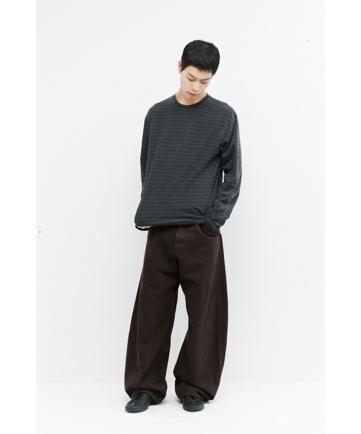 해칭룸(HATCHINGROOM) Wide Curve Jeans Brown
