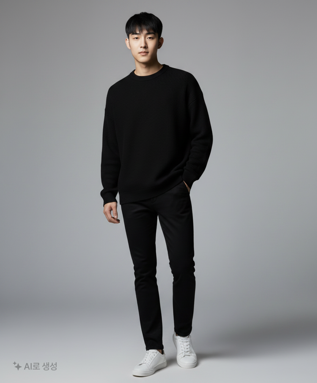 더블유엠엘(WML) 소매 배색 오버핏 스웨터 (BK)_NNA4ER1991BK XL