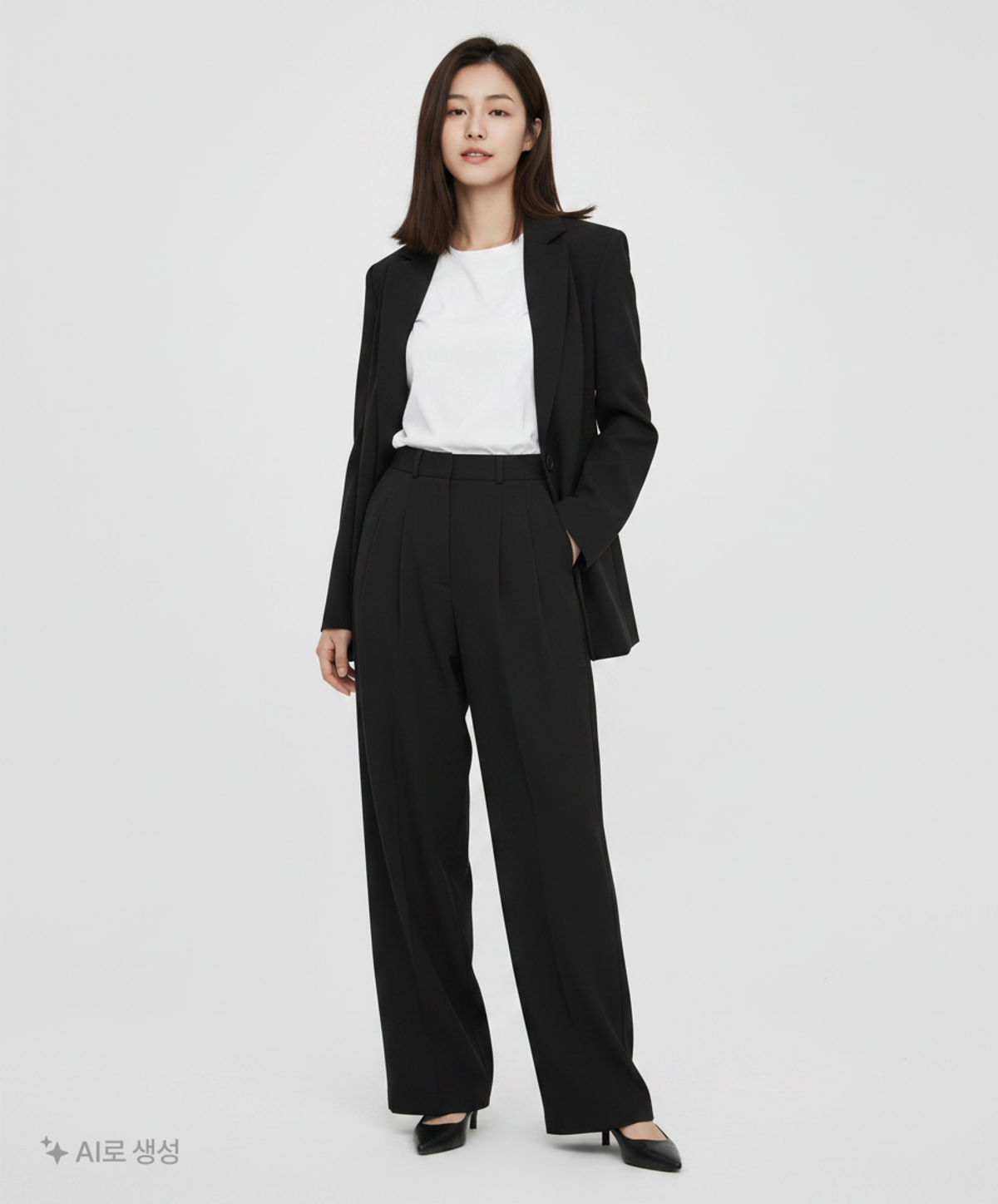 몽돌(MONGDOL) 스판 투턱 와이드 슬랙스 블랙 MDPT019BLACK S