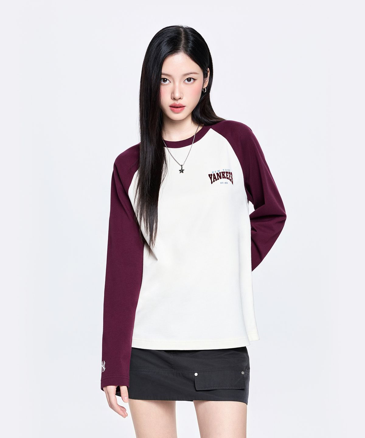 엠엘비(MLB) 스포티브 스몰 그래픽 세미 오버핏 나그랑 긴팔 티셔츠 NY (Cream)