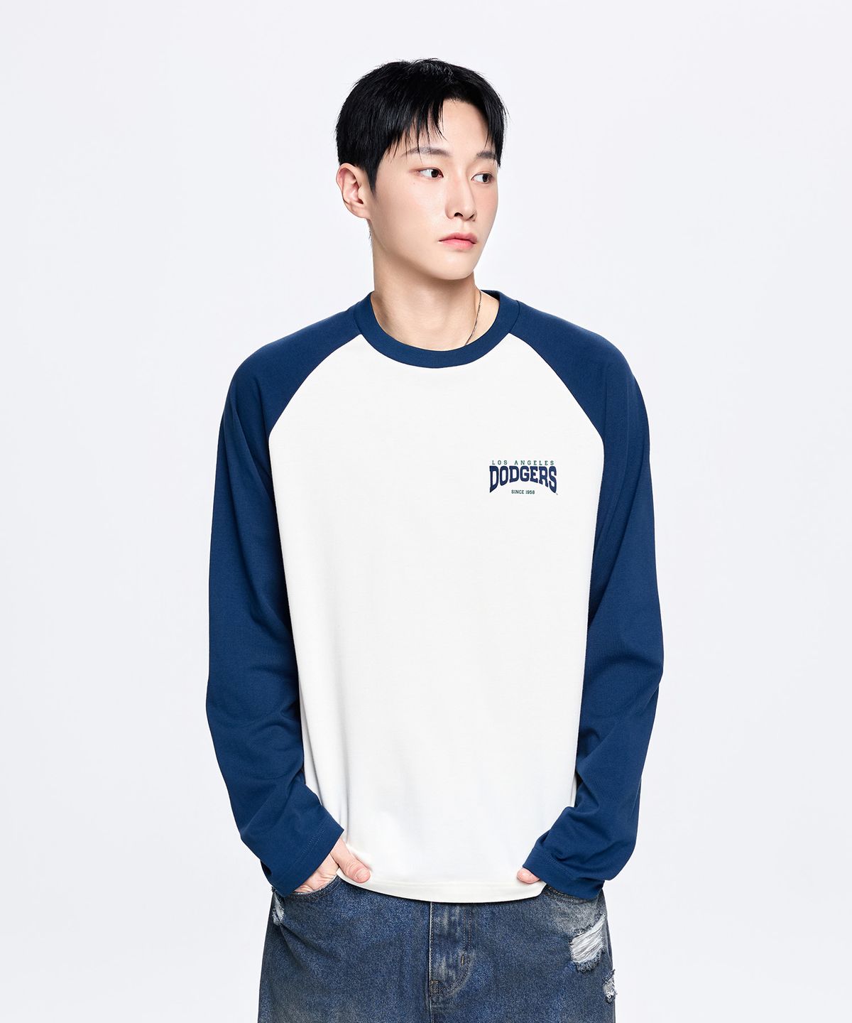 엠엘비(MLB) 스포티브 스몰 그래픽 세미 오버핏 나그랑 긴팔 티셔츠 LA (Cream)
