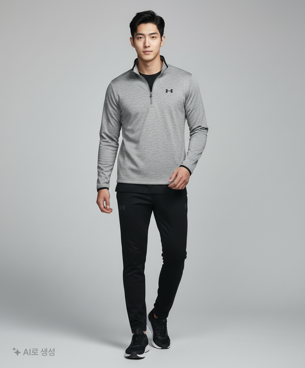 언더아머(UNDERARMOUR) 플리스 1/2 집업 긴팔티 (그레이) M