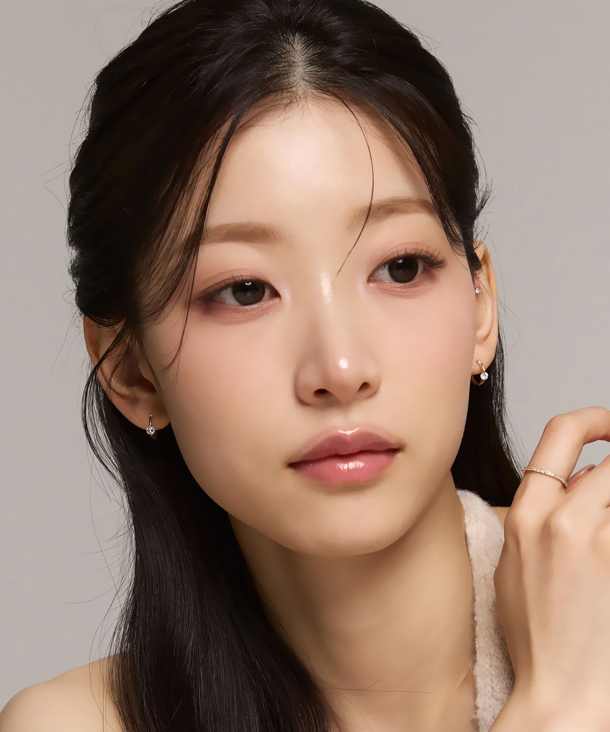 골드앤디어(goldndear) 14KGF 더블 큐빅 미니 원터치 링귀걸이