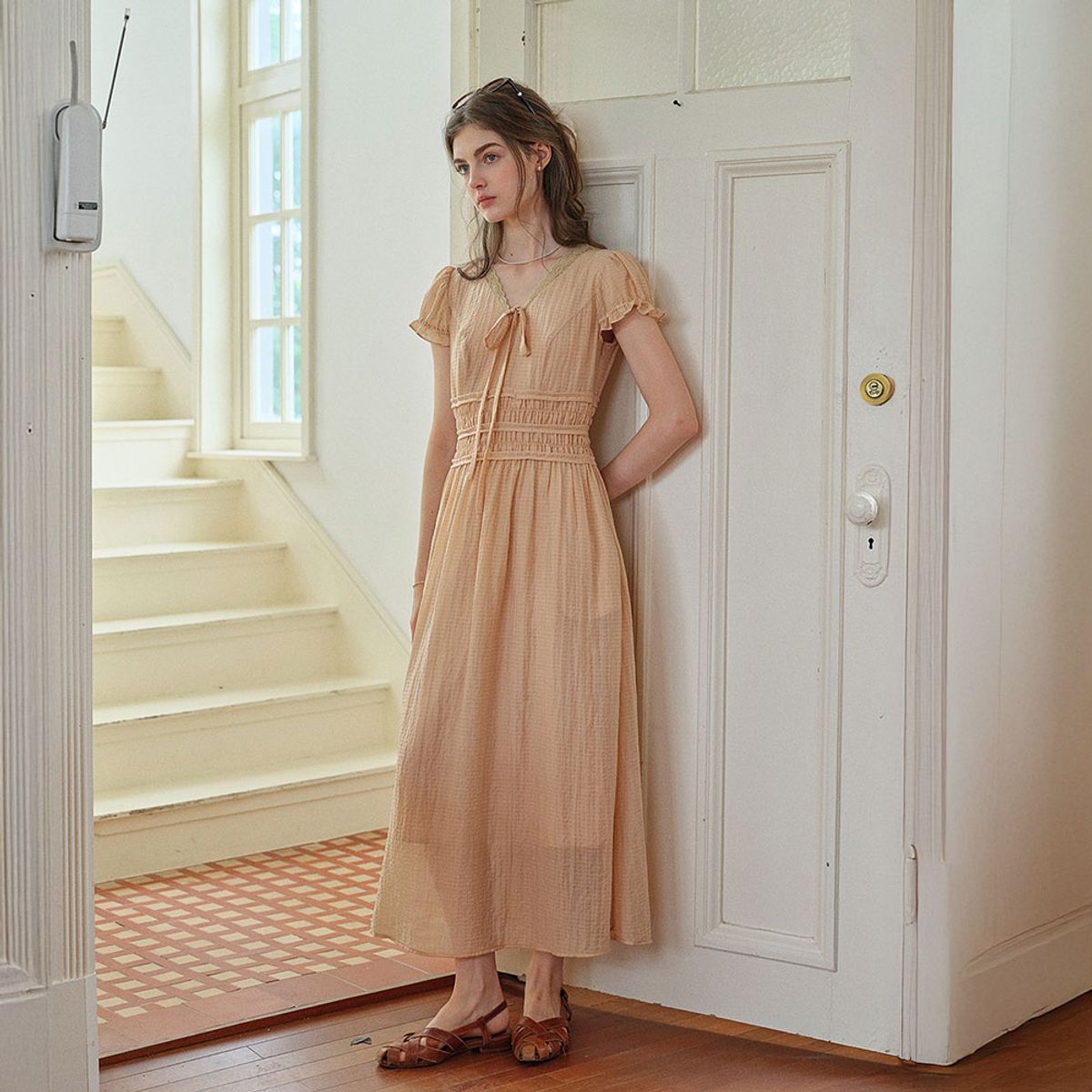 심플레트로(SIMPLE RETRO) SR_Textured a-line dress