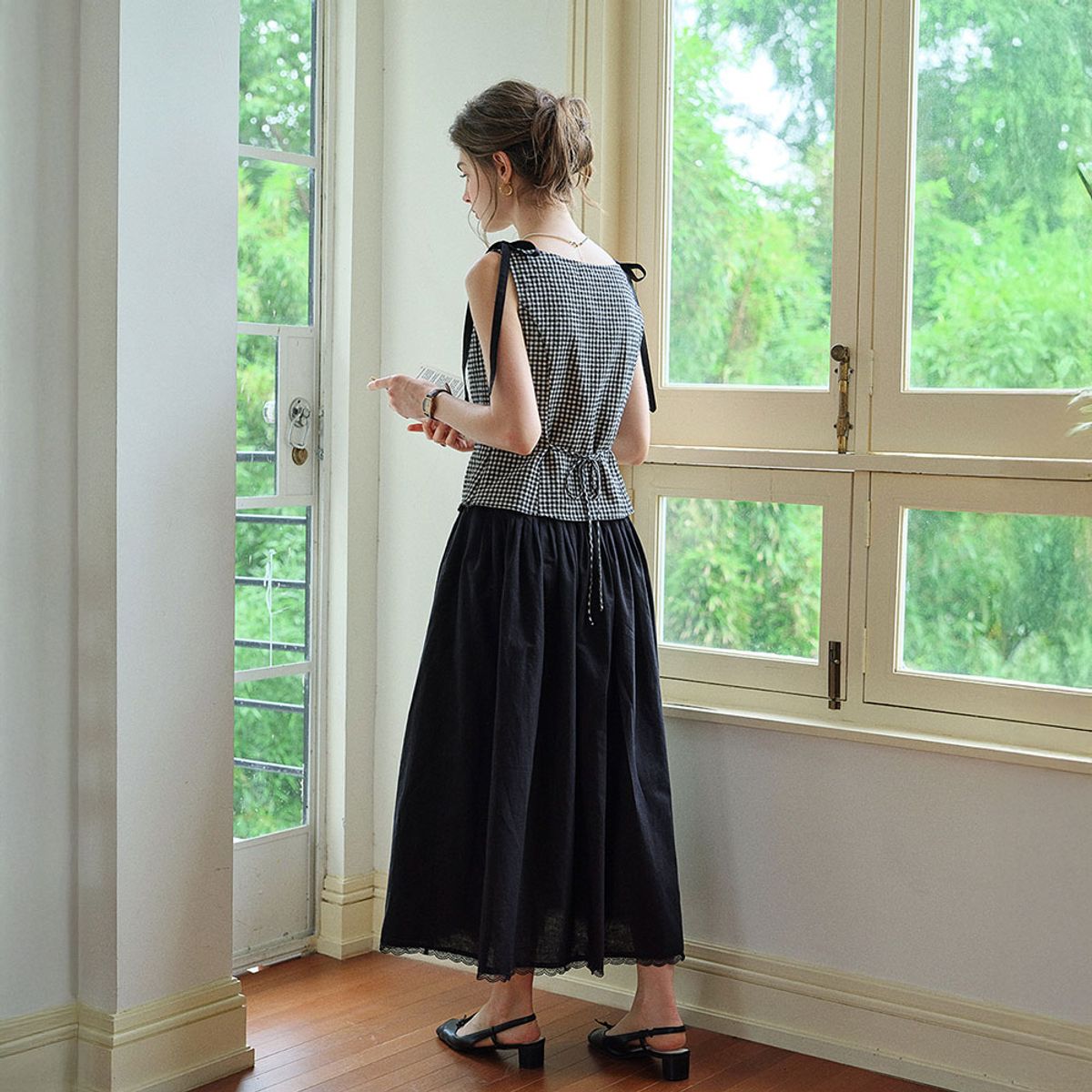 심플레트로(SIMPLE RETRO) SR_Vintage lace midi skirt