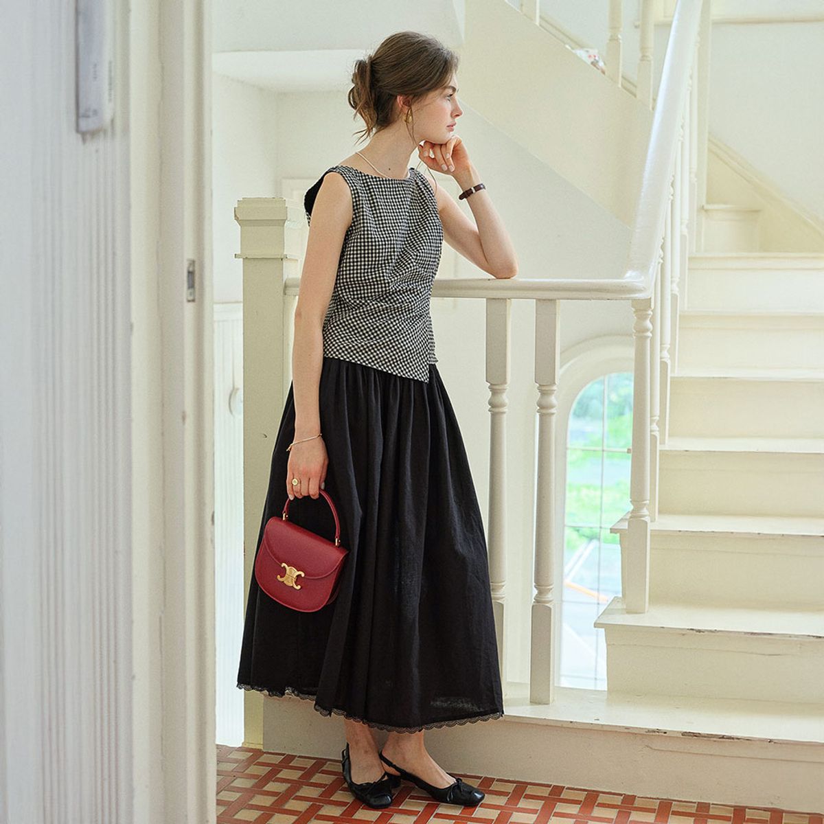 심플레트로(SIMPLE RETRO) SR_Vintage lace midi skirt
