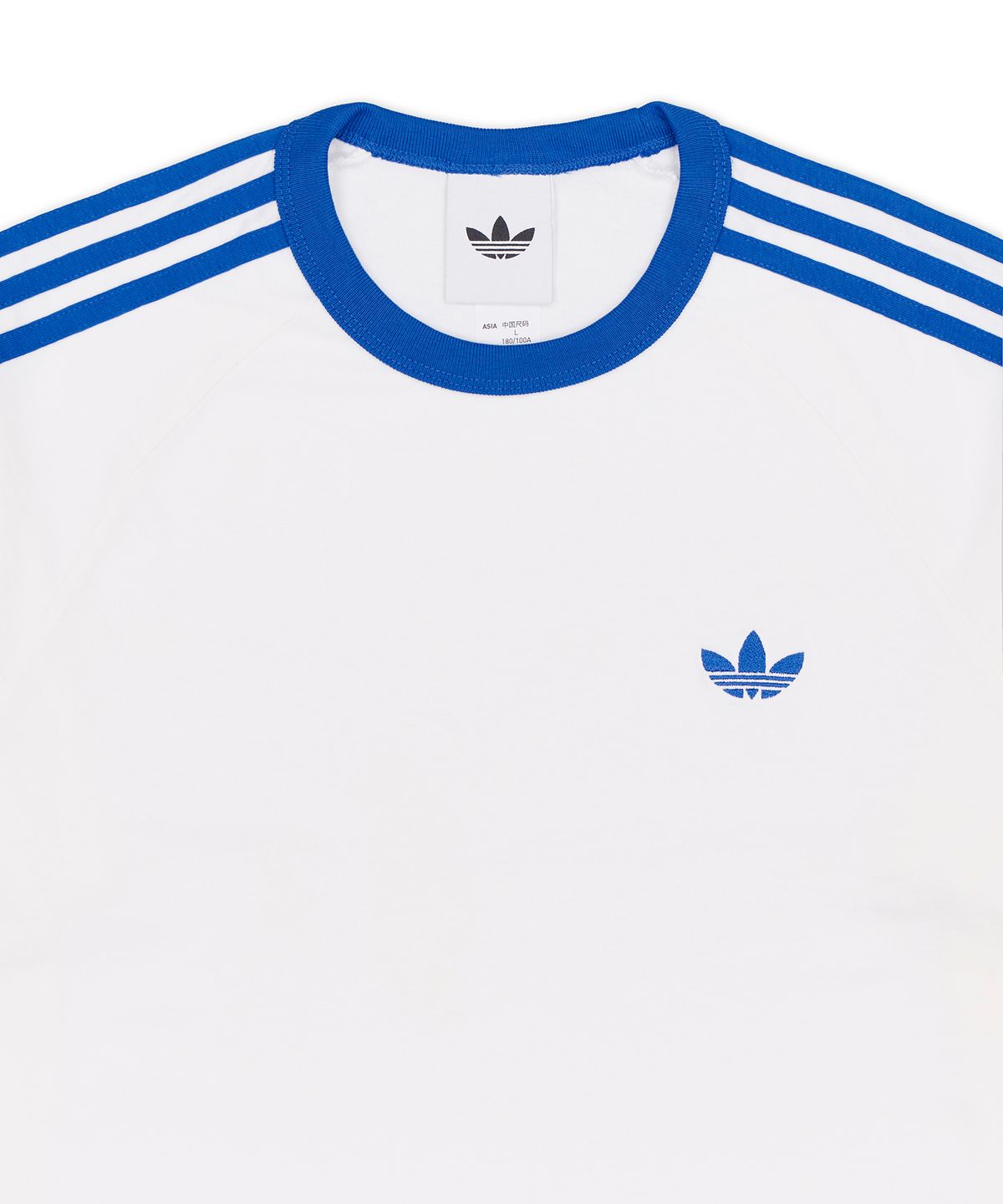 아디다스(ADIDAS) 3-스트라이프 티셔츠 - 클라우드화이트:블루 / KZ1212