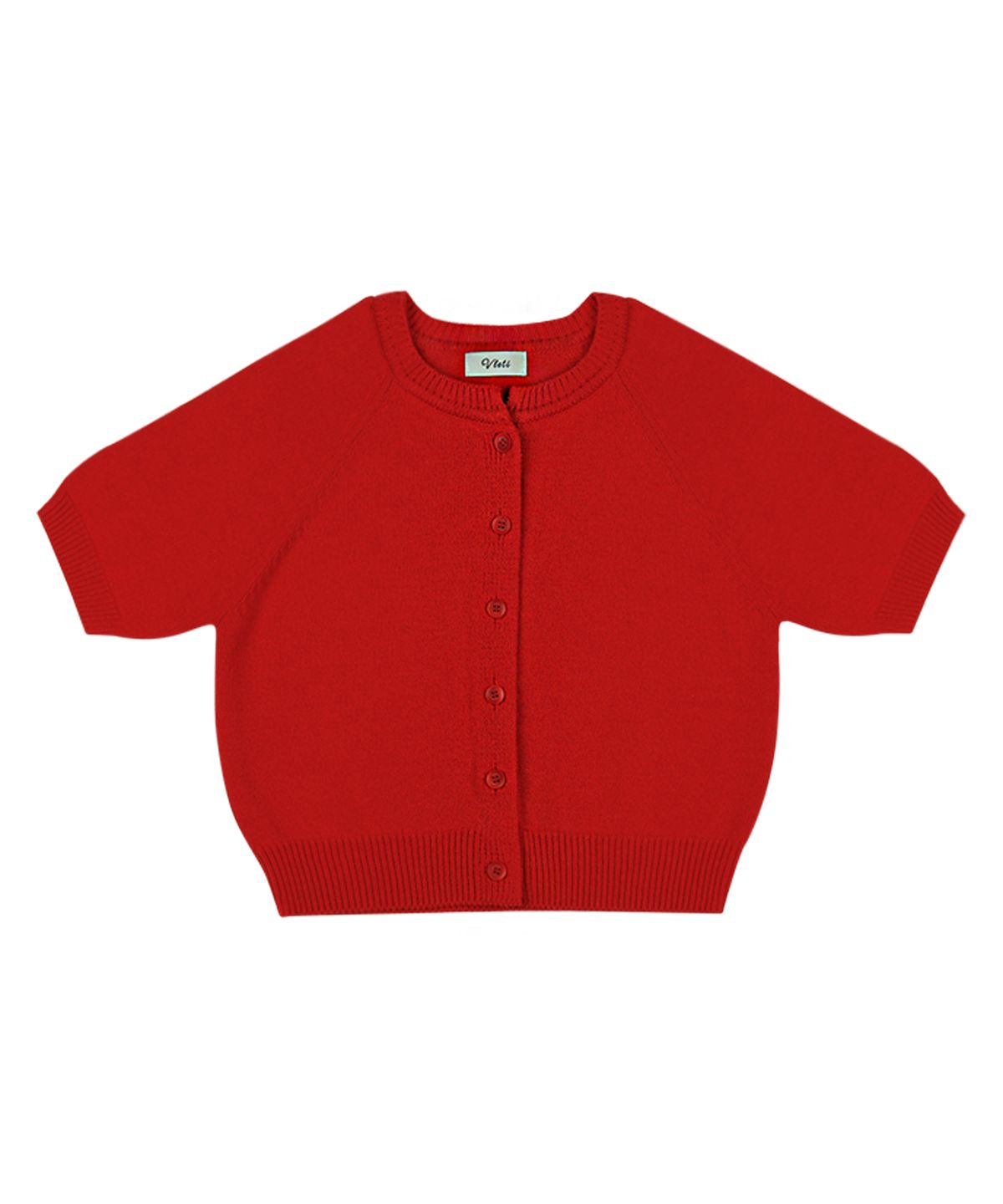 블레티(VLETI) Cotton Half Knit Cardigan (red)