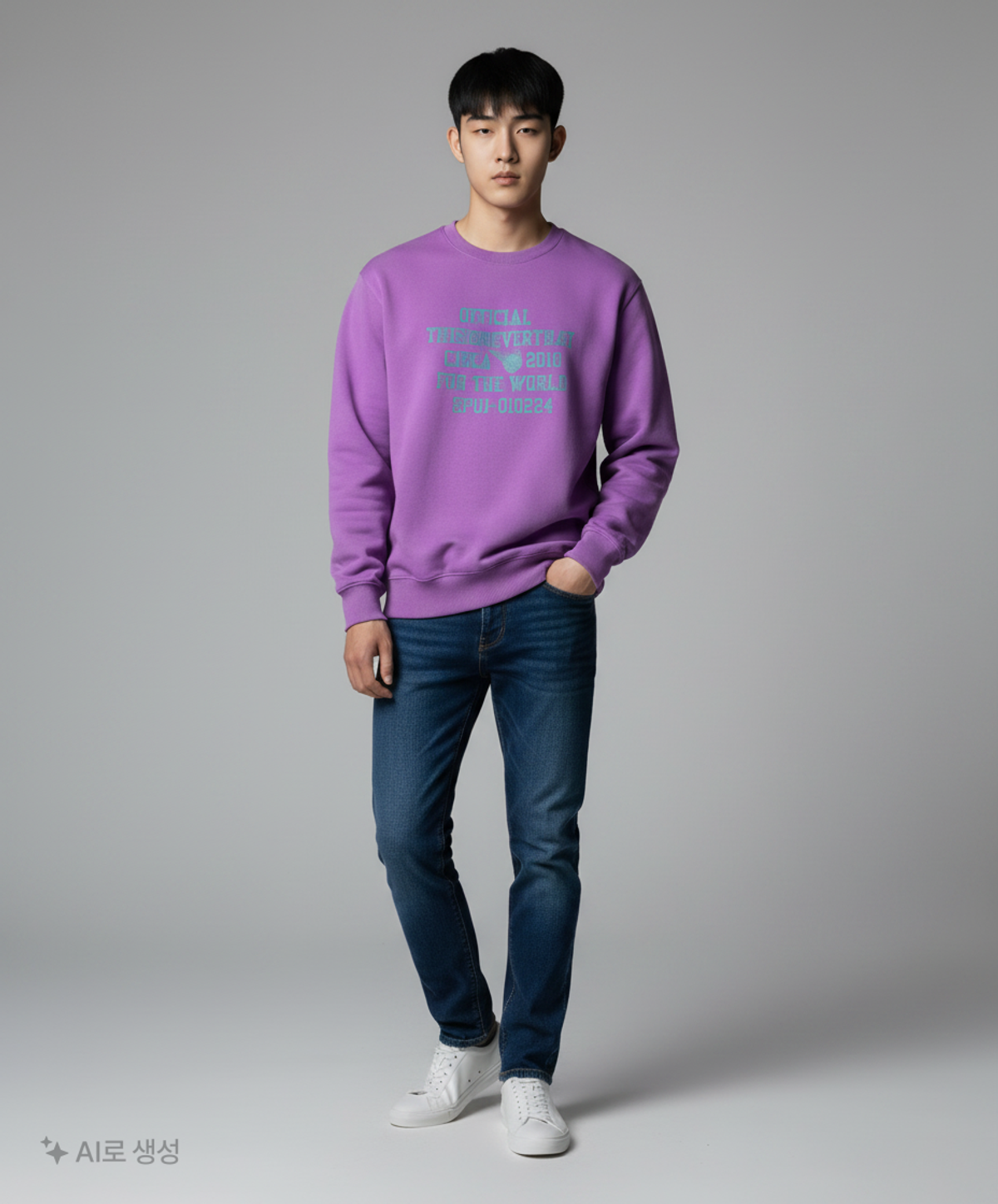 디스이즈네버댓(THISISNEVERTHAT) For The World Crewneck Purple XL
