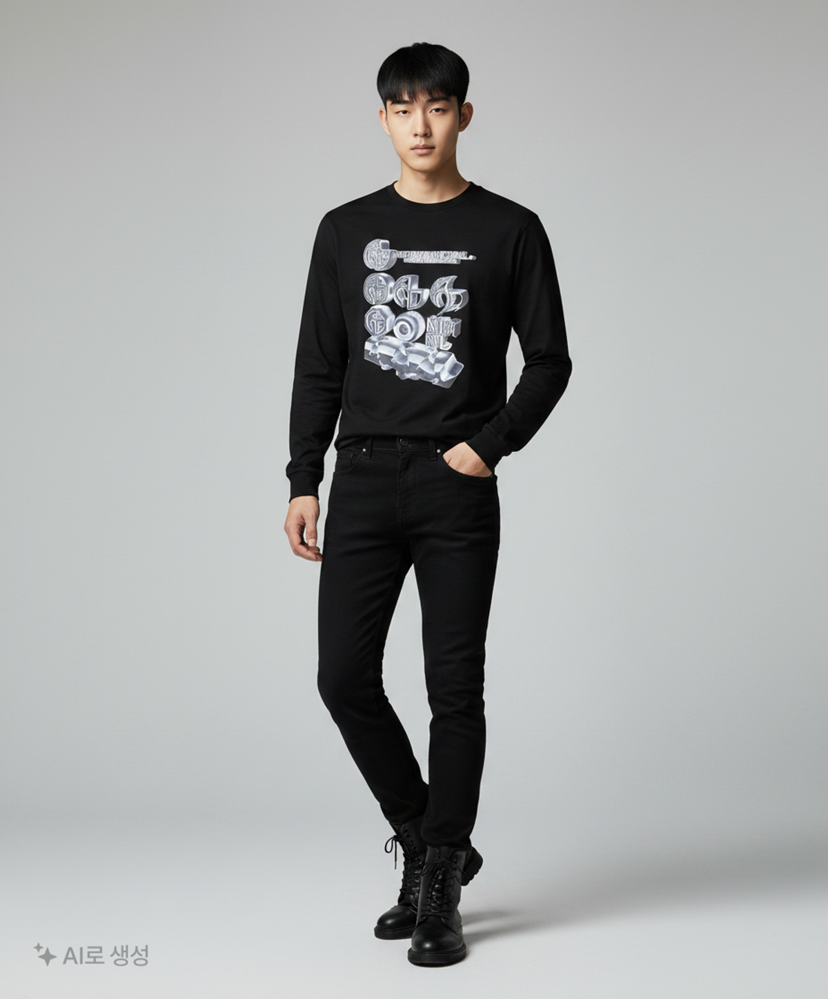 노매뉴얼(NOMANUAL) S.A LONG SLEEVE TEE - BLACK L