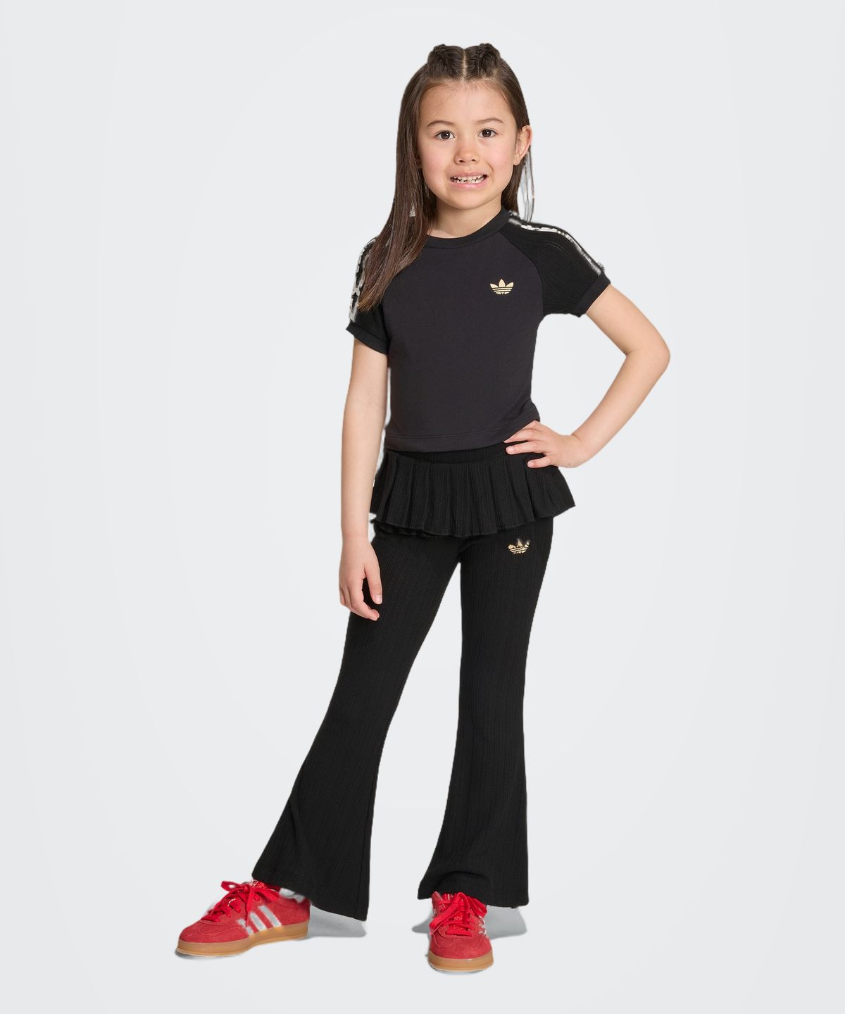 아디다스 키즈(ADIDAS KIDS) 슬림 니트 티 레깅스 세트 KR4054