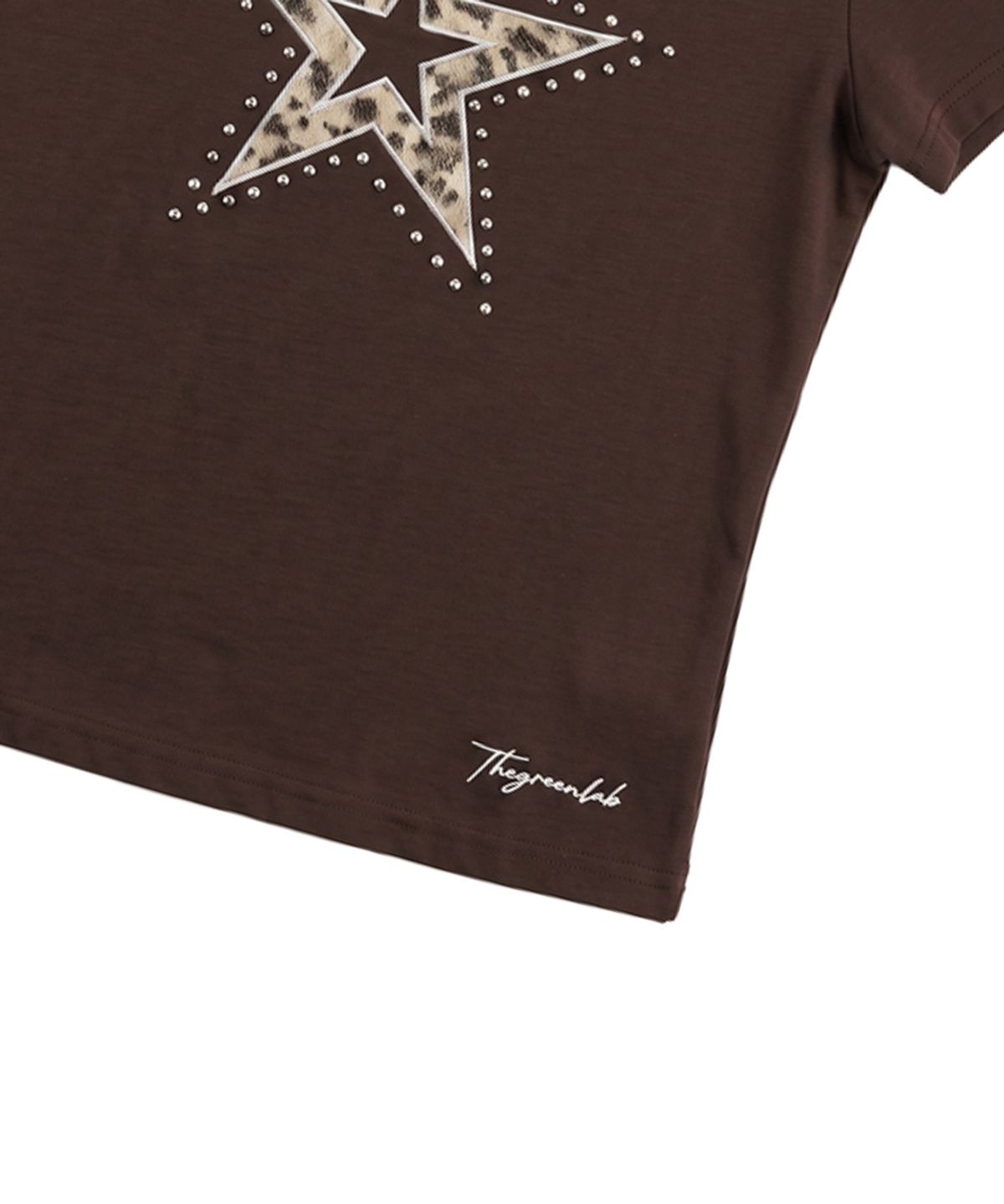 더그린랩(THE GREEN LAB) 레오파드 스타 패치 반팔티 [브라운]
