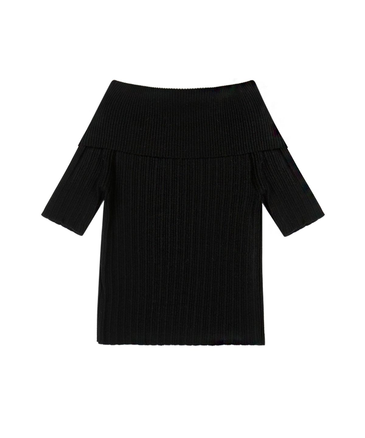 블레티(VLETI) Viscose Off Shoulder Half Knit (black)