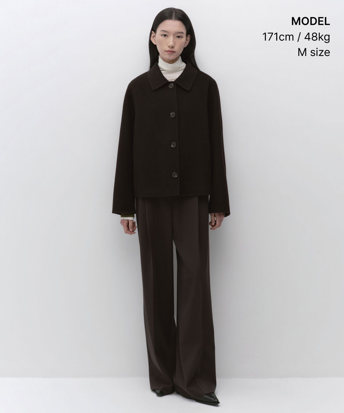 무신사 스탠다드 우먼(MUSINSA STANDARD WOMAN) 우먼즈 캐시미어 블렌드 핸드메이드 쇼트 맥 코트 [브라운]
