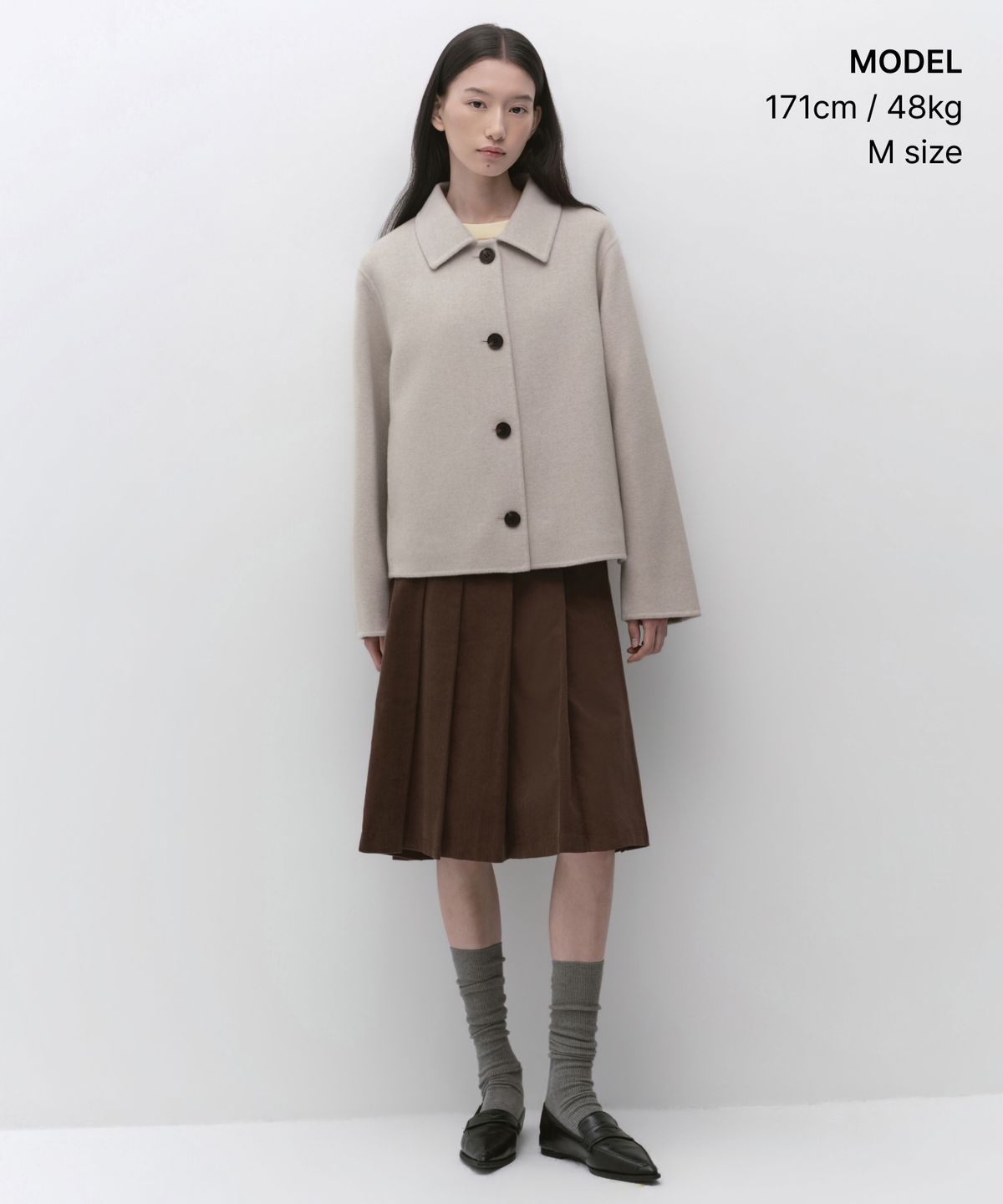 무신사 스탠다드 우먼(MUSINSA STANDARD WOMAN) 우먼즈 캐시미어 블렌드 핸드메이드 쇼트 맥 코트 [오트밀]