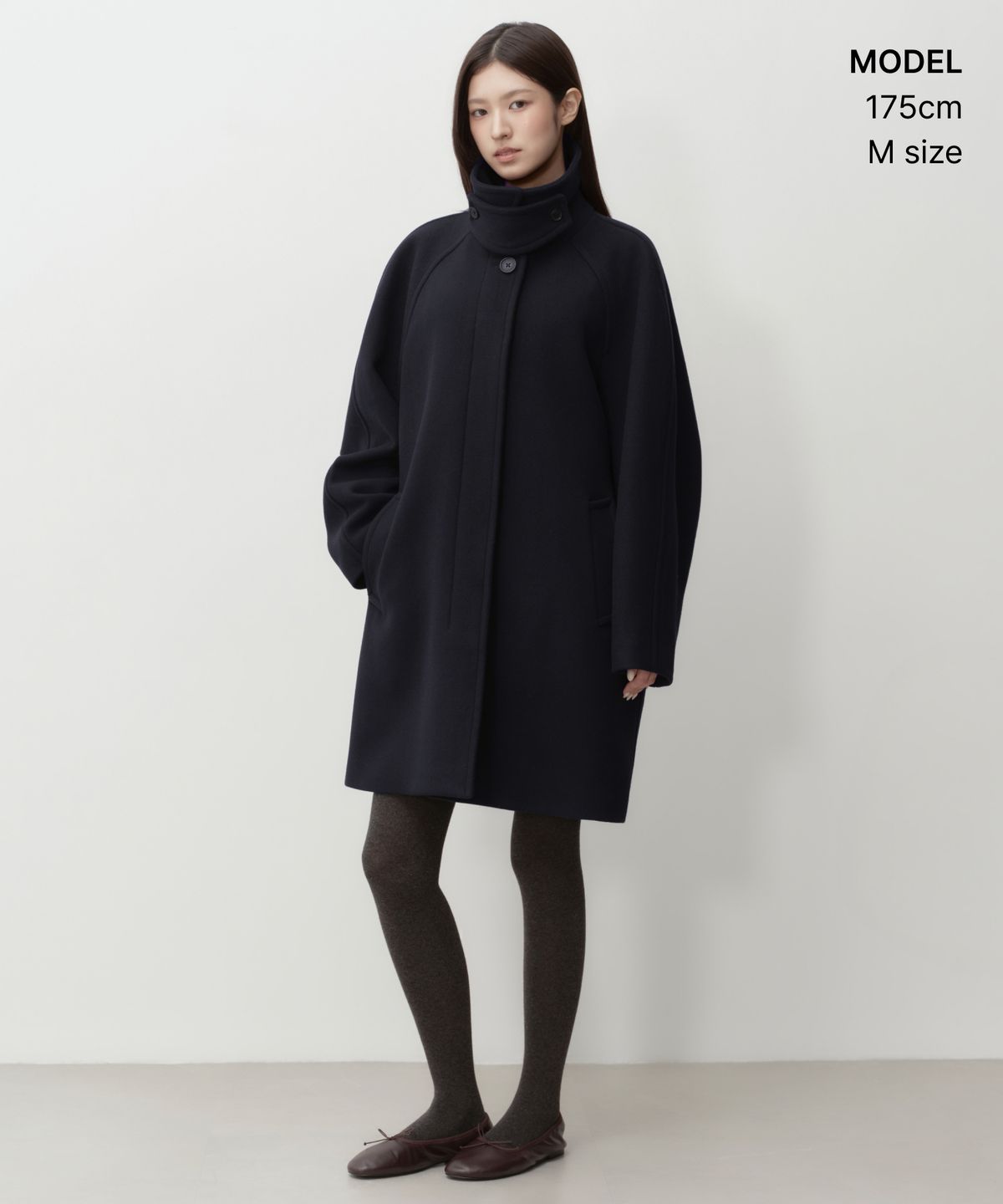 무신사 스탠다드 우먼(MUSINSA STANDARD WOMAN) 우먼즈 캐시미어 블렌드 코쿤 발마칸 코트 [네이비]