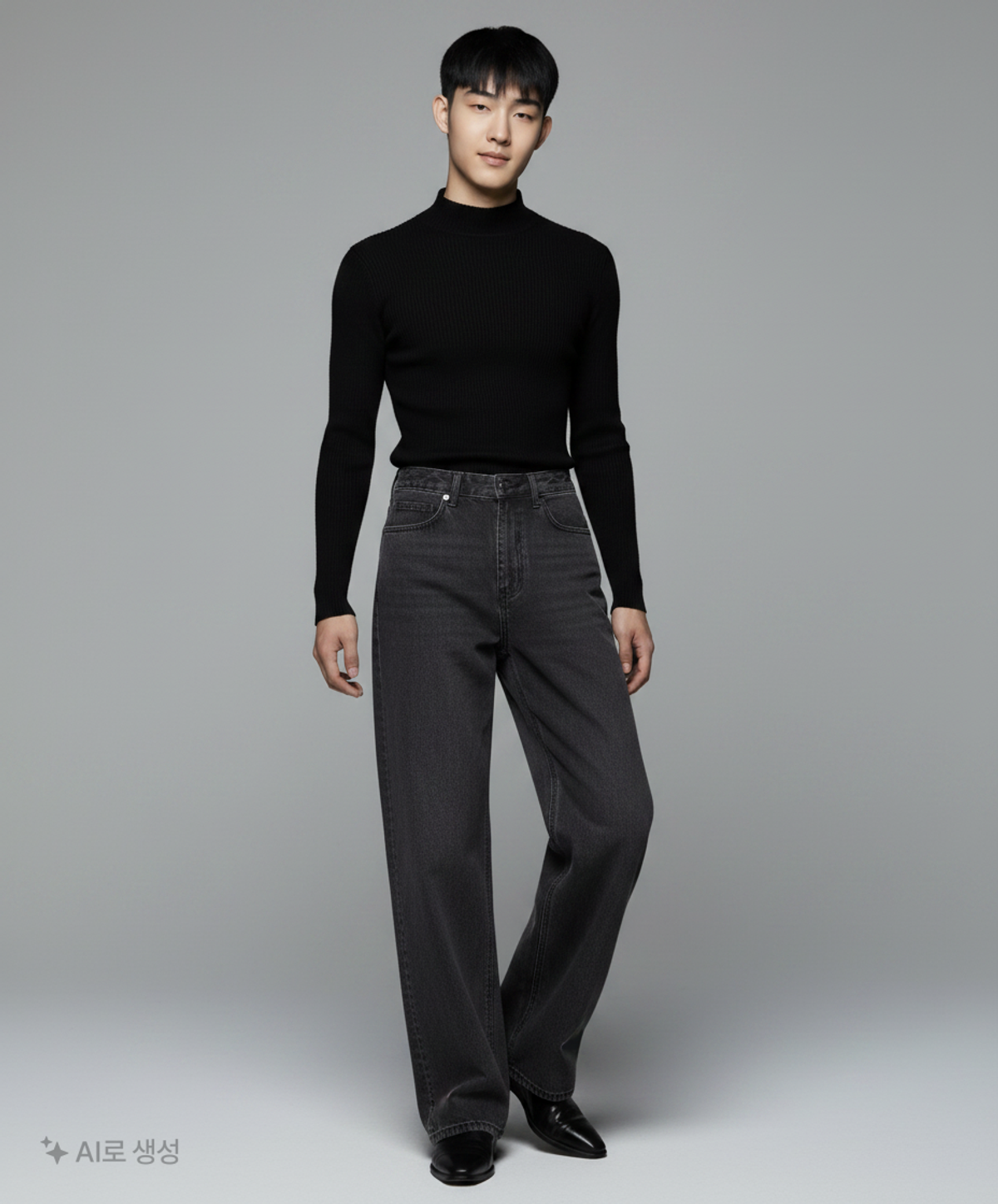 무신사 스탠다드(MUSINSA STANDARD) 와이드 데님 팬츠 [워시드 블랙] 26