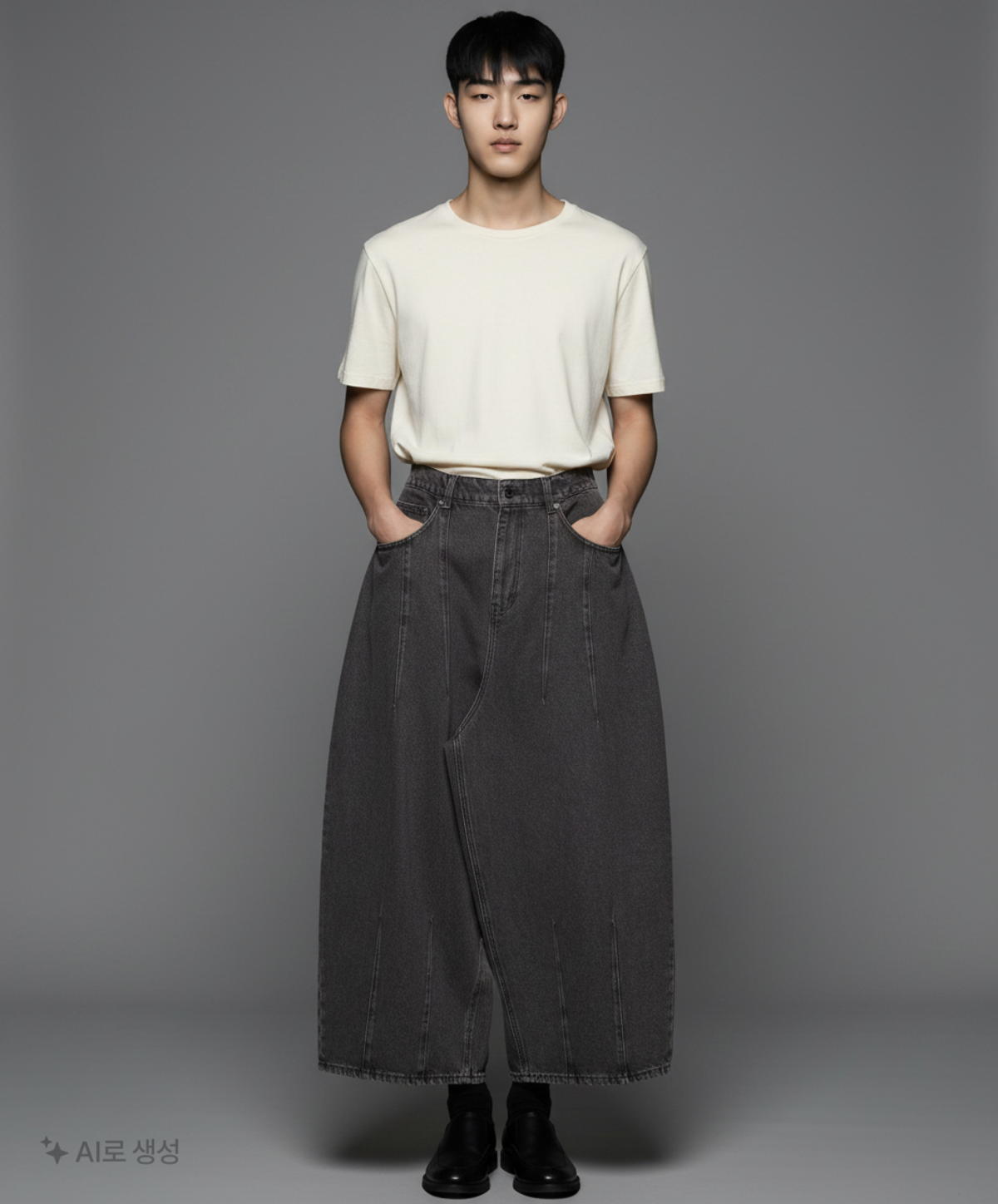 어반드레스(AVANDRESS) Super Wide Dart Denim Pants BLACK XL