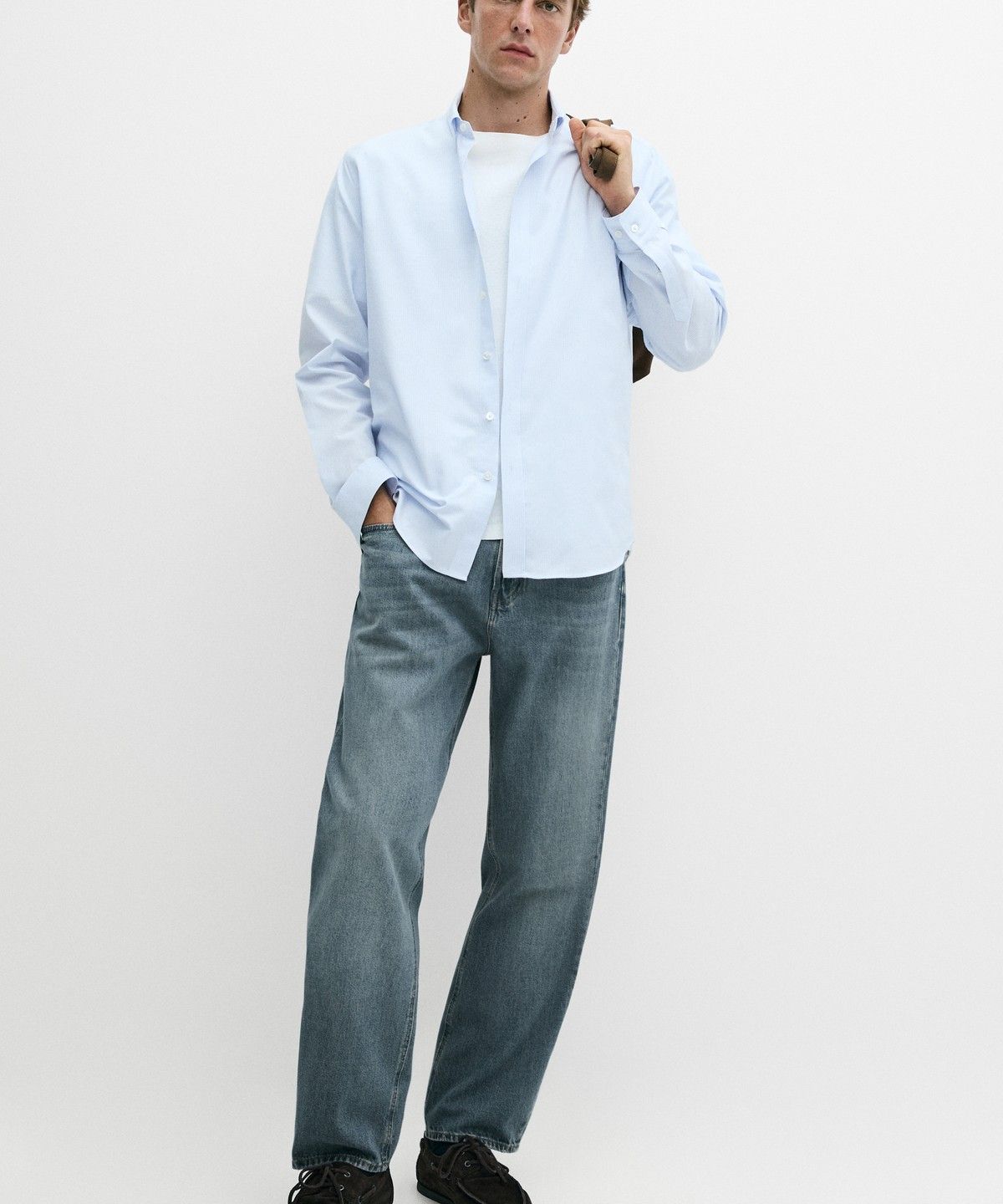 마시모두띠(MASSIMO DUTTI) 100% 코튼 레귤러 핏 스트라이프 셔츠