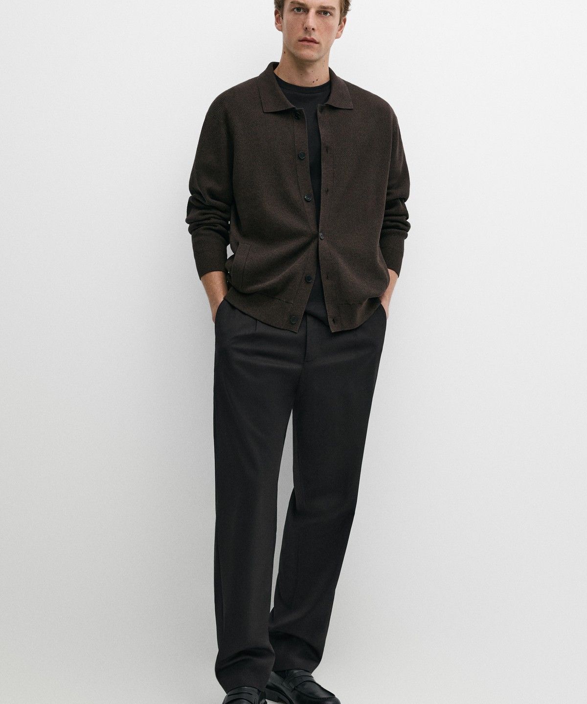마시모두띠(MASSIMO DUTTI) 100% 코튼 폴로넥 니트 가디건