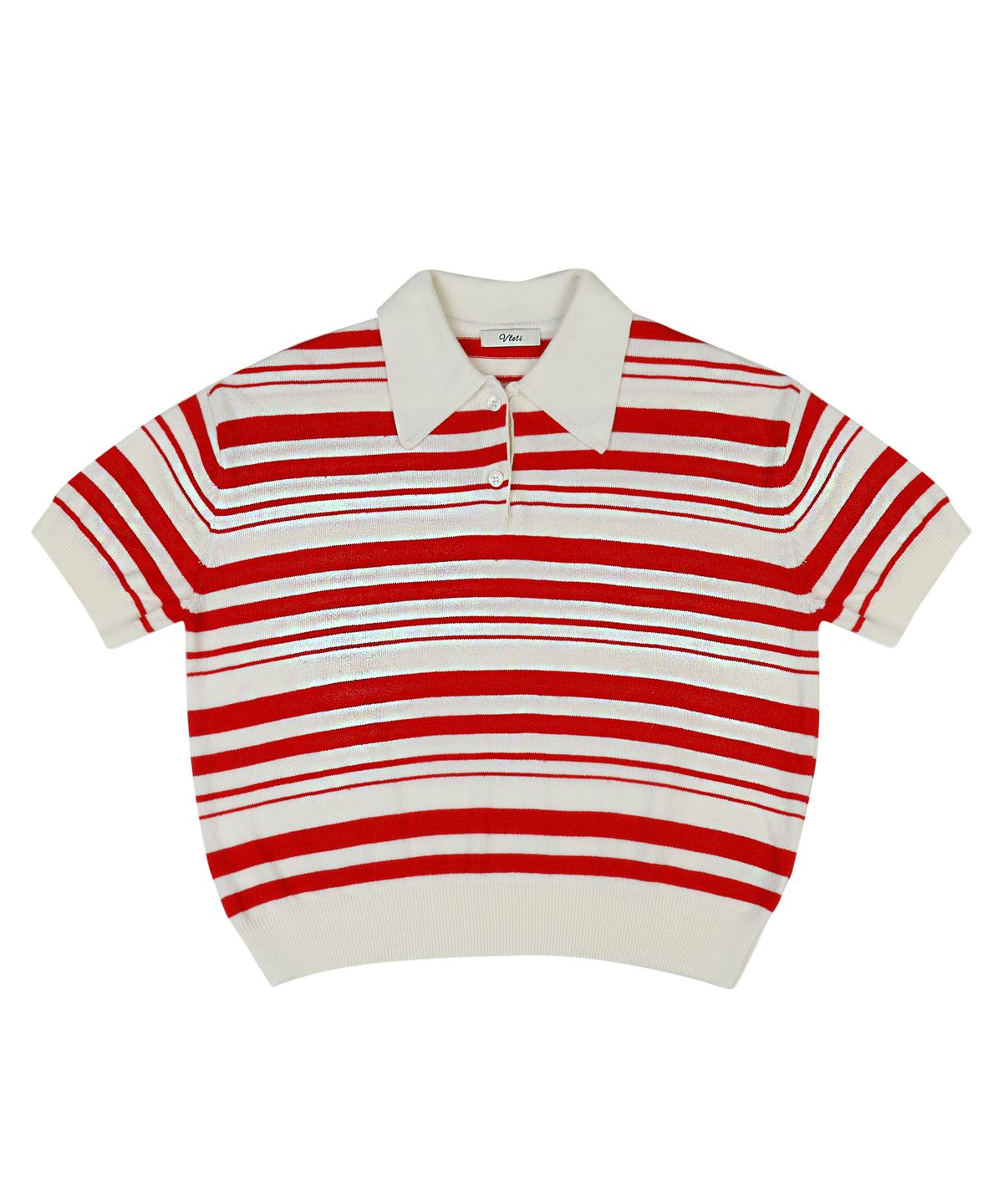 블레티(VLETI) Cotton Stripe Collar Half Knit (red)