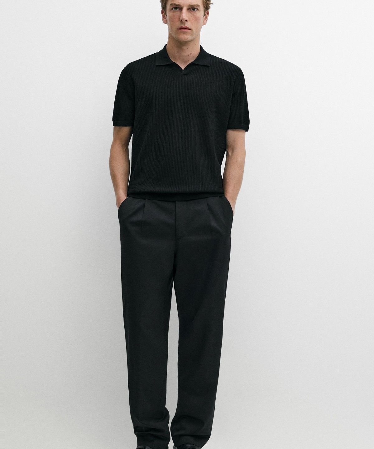 마시모두띠(MASSIMO DUTTI) 울 블렌드 반팔 니트 폴로