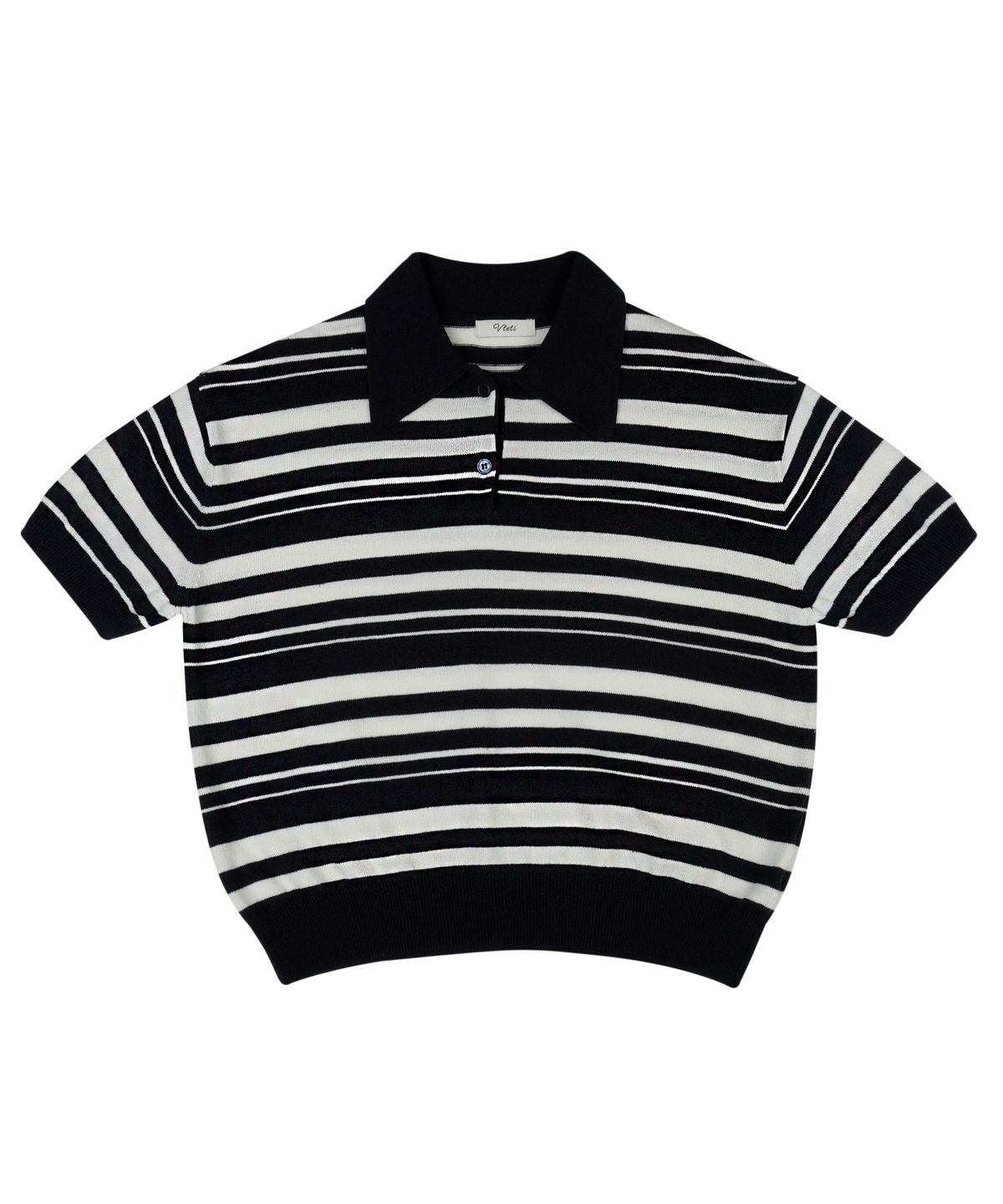 블레티(VLETI) Cotton Stripe Collar Half Knit (navy)