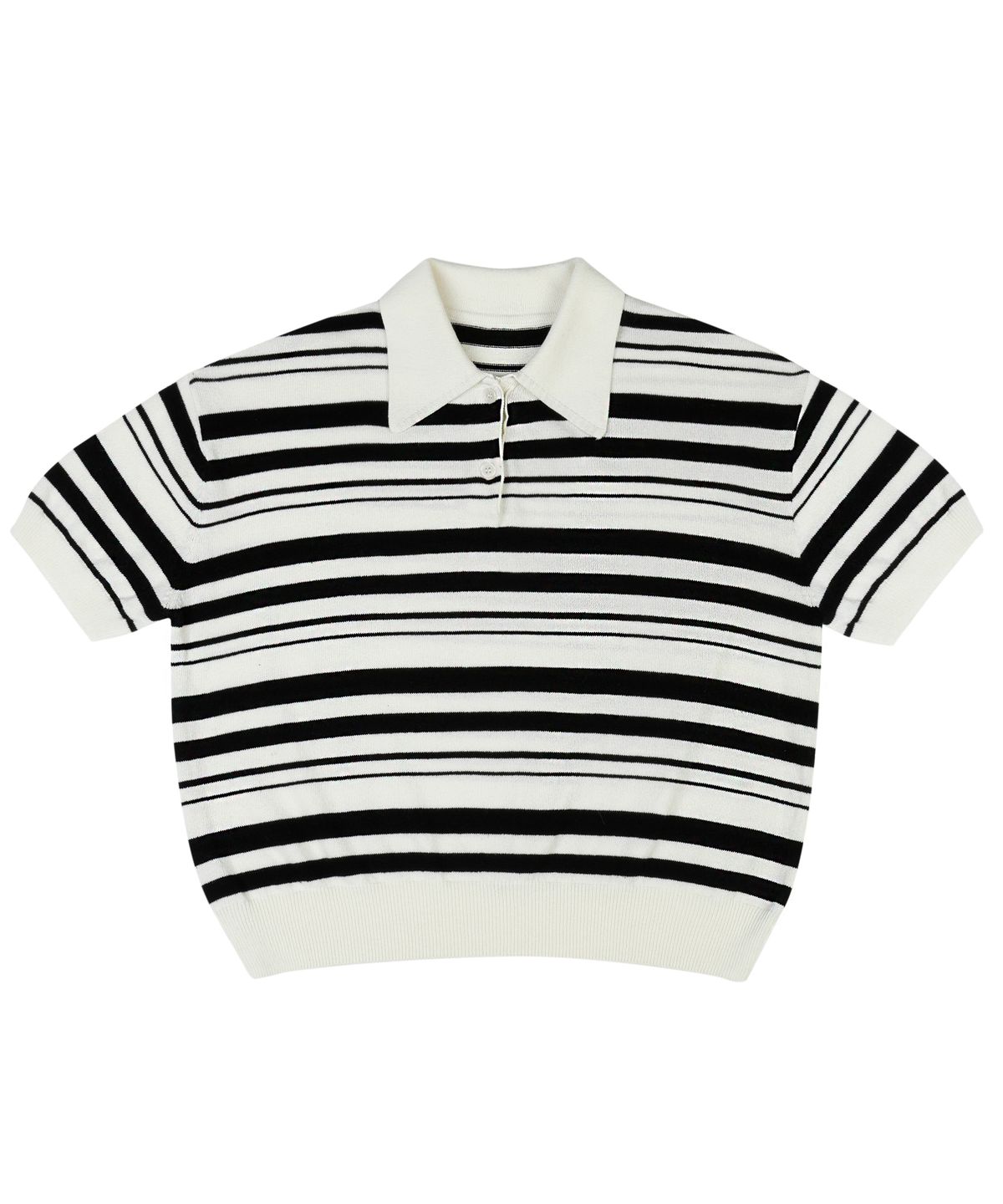 블레티(VLETI) Cotton Stripe Collar Half Knit (cream)