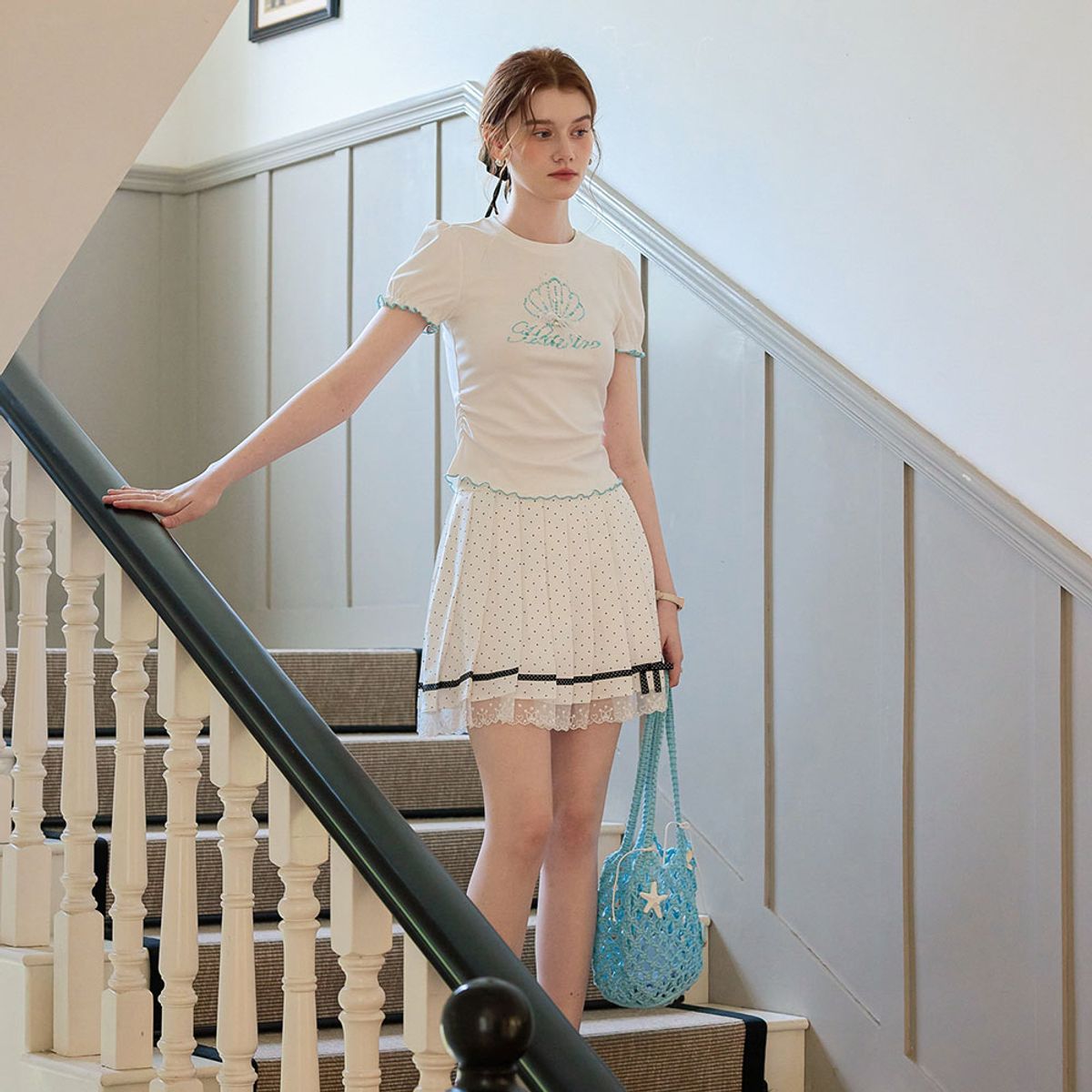 쎄무아듀(CEST MOIDEW) Cest_Polka dot lace trim skirt