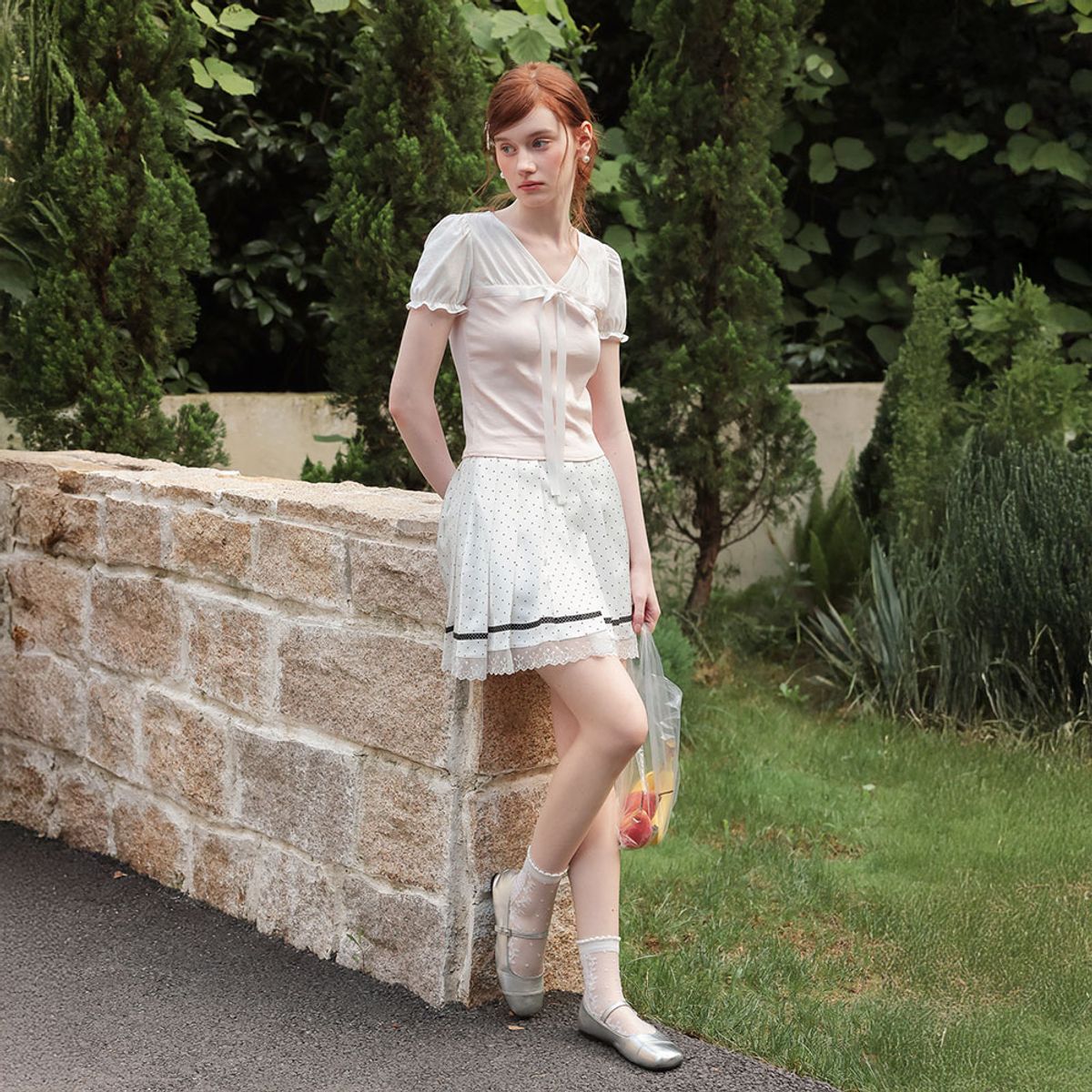 쎄무아듀(CEST MOIDEW) Cest_Sweet ribbon short sleeve top