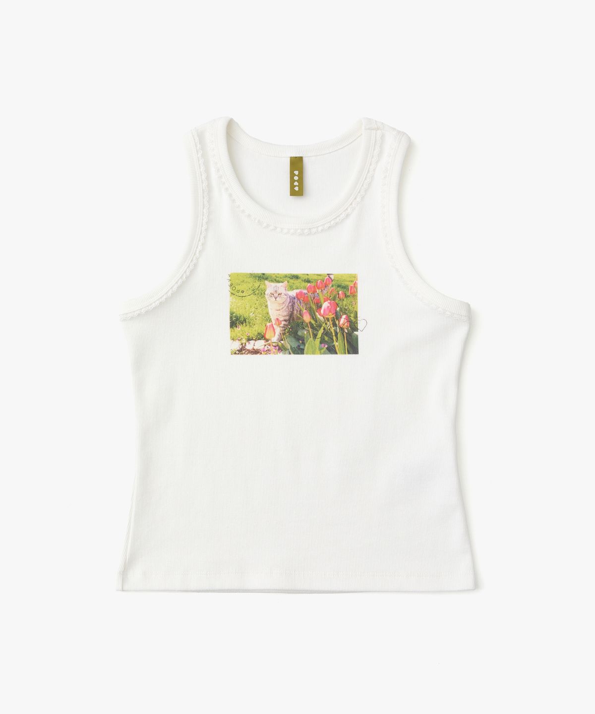 포에브(POEV) Flower Cat Tank Top - White