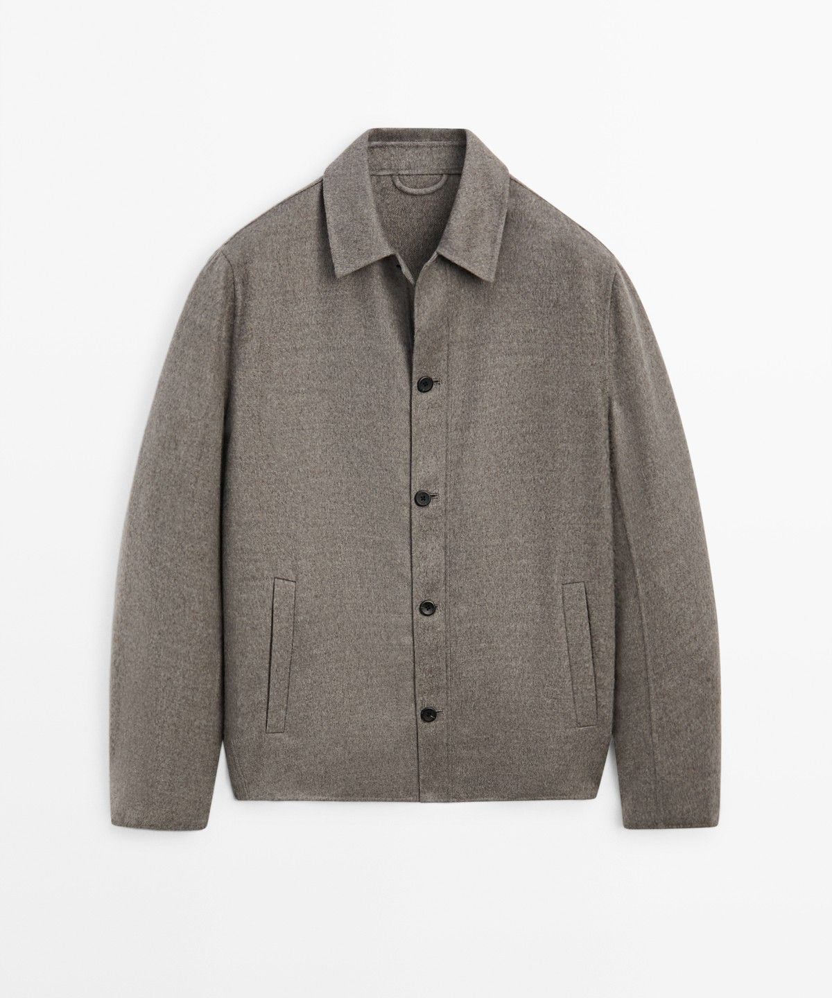 마시모두띠(MASSIMO DUTTI) 버튼 디테일 울 혼방 오버셔츠