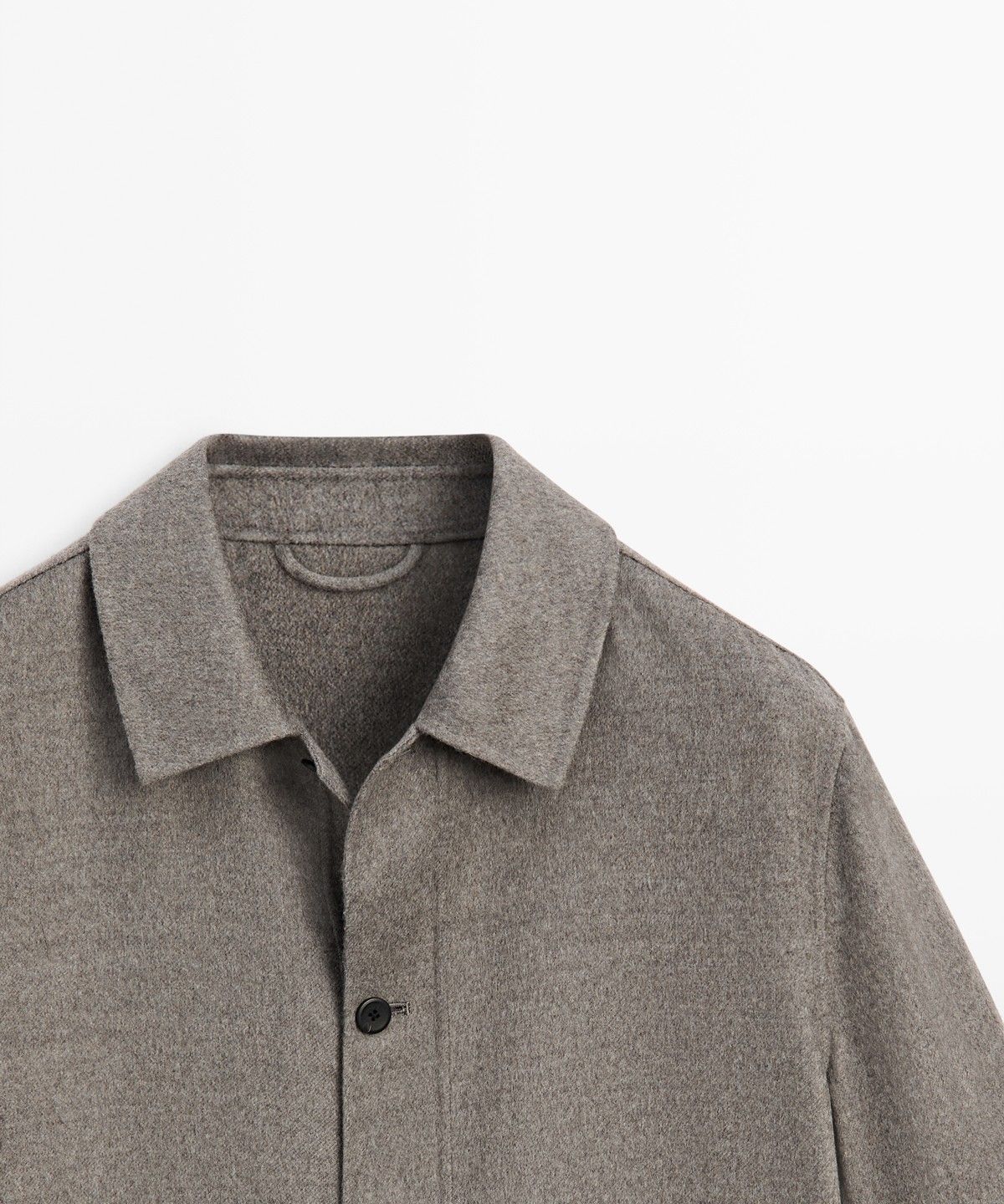 마시모두띠(MASSIMO DUTTI) 버튼 디테일 울 혼방 오버셔츠