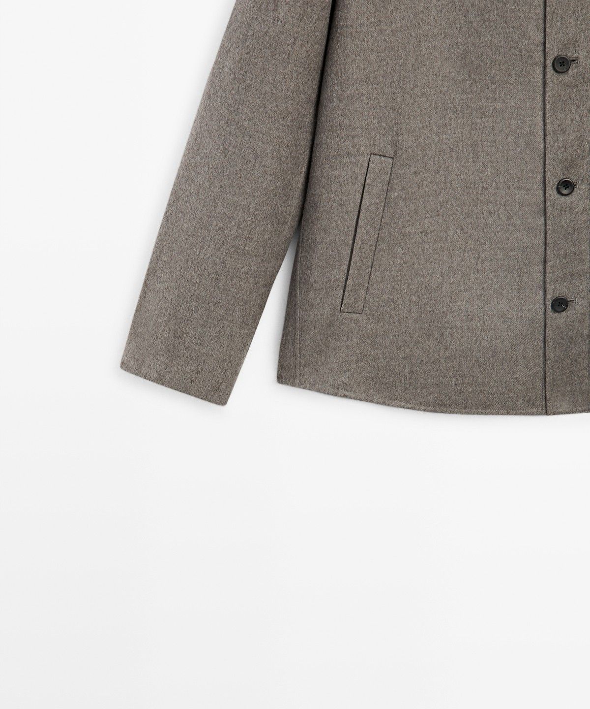마시모두띠(MASSIMO DUTTI) 버튼 디테일 울 혼방 오버셔츠