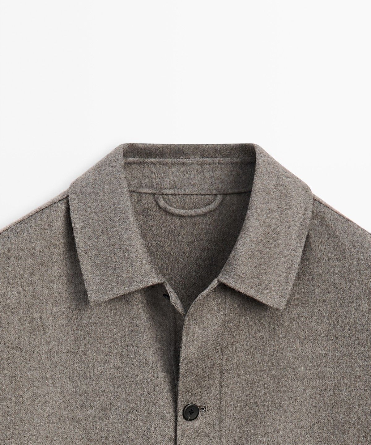 마시모두띠(MASSIMO DUTTI) 버튼 디테일 울 혼방 오버셔츠