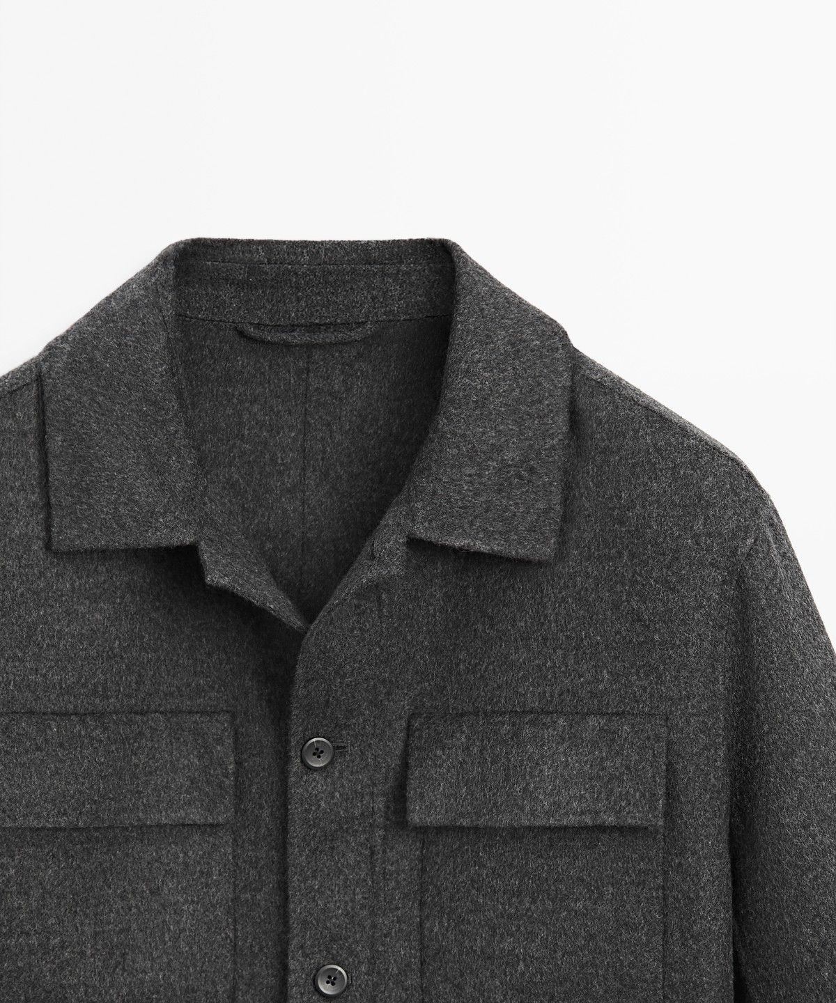 마시모두띠(MASSIMO DUTTI) 포켓 디테일 울 혼방 오버셔츠