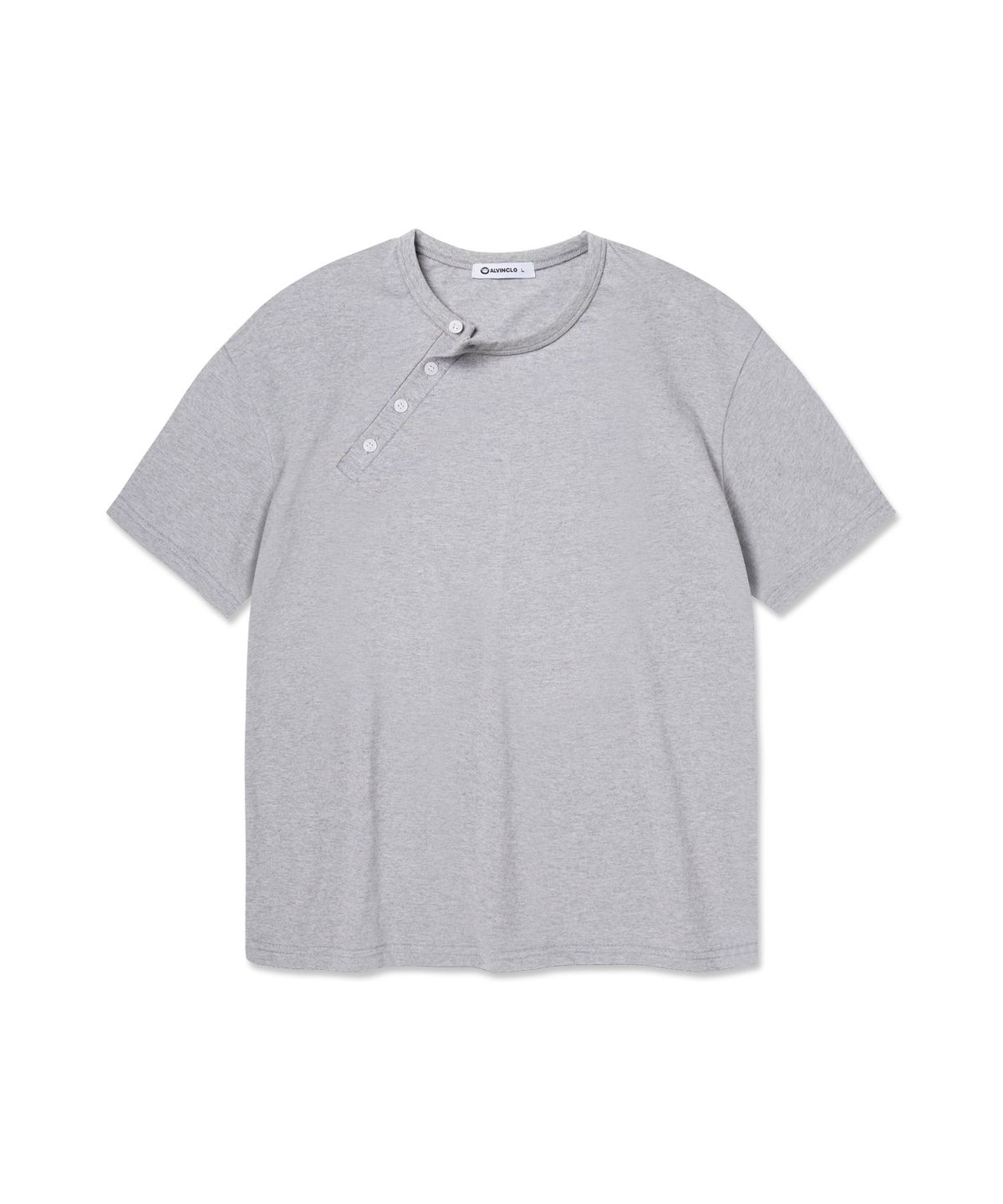 앨빈클로(ALVINCLO) 사선 헨리넥 롤업 반팔티 AST3684 (3COLOR)