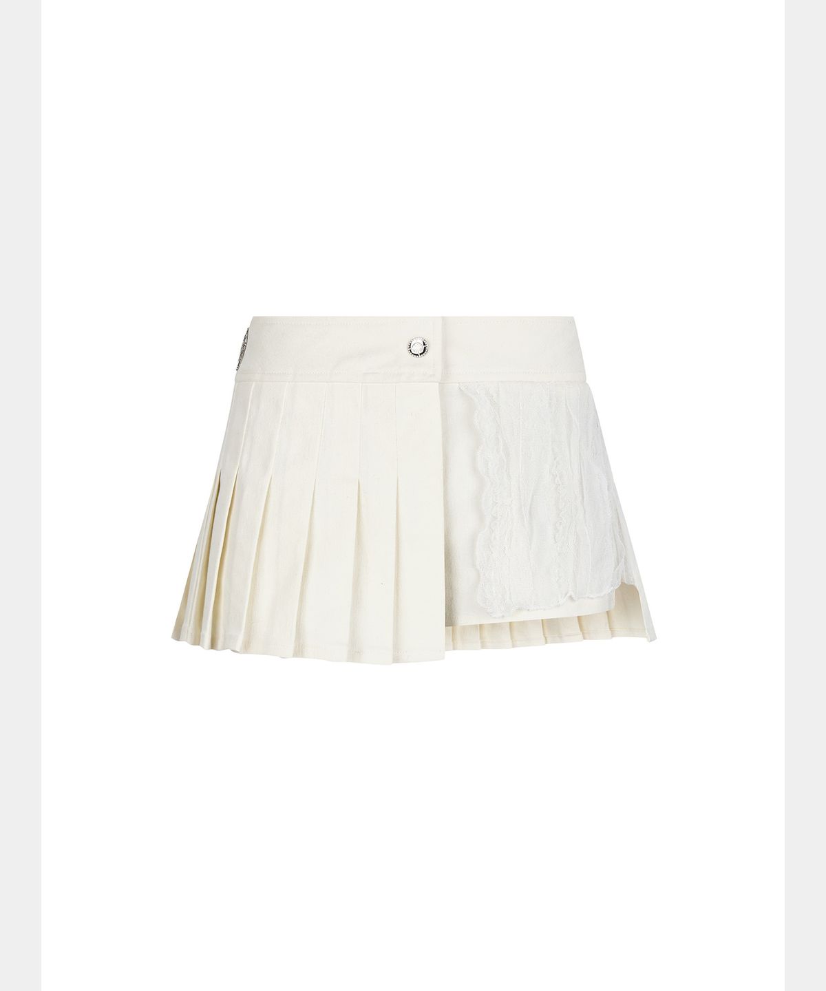 쇠아(SØAR) Wrap Pleats Lace Skirt Pants (IVORY)