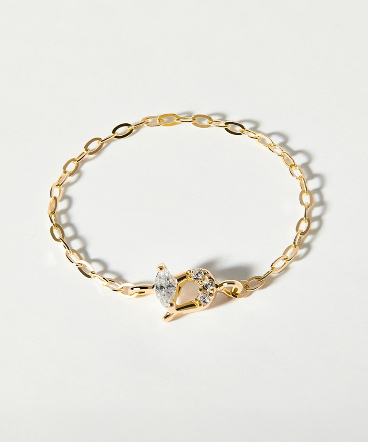 엘렌쥬얼리(HELENE JEWELRY) 14K 메리 하트 큐빅 모줄 체인 금 반지