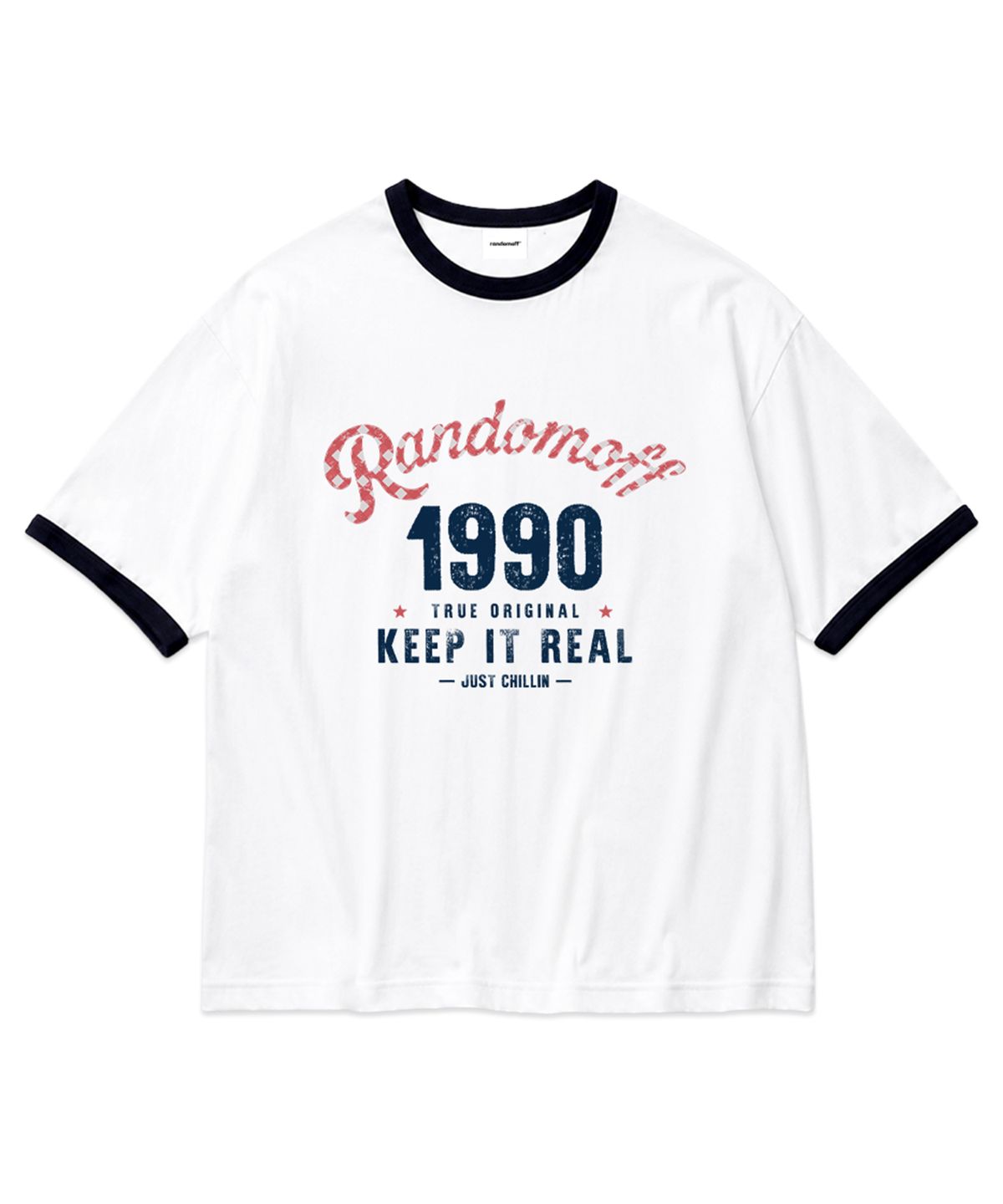랜덤오프(RANDOMOFF) CHECKER ARCH LOGO RINGER T-SHIRT (3color)