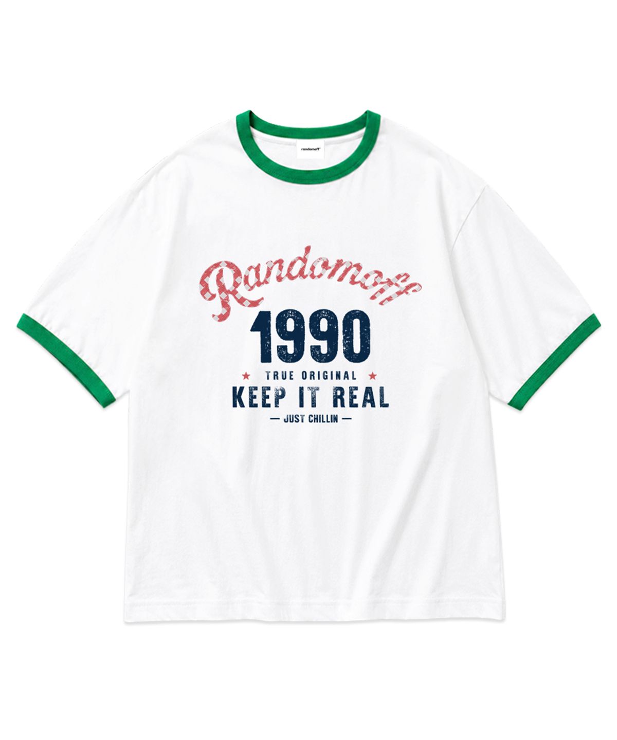 랜덤오프(RANDOMOFF) CHECKER ARCH LOGO RINGER T-SHIRT (3color)