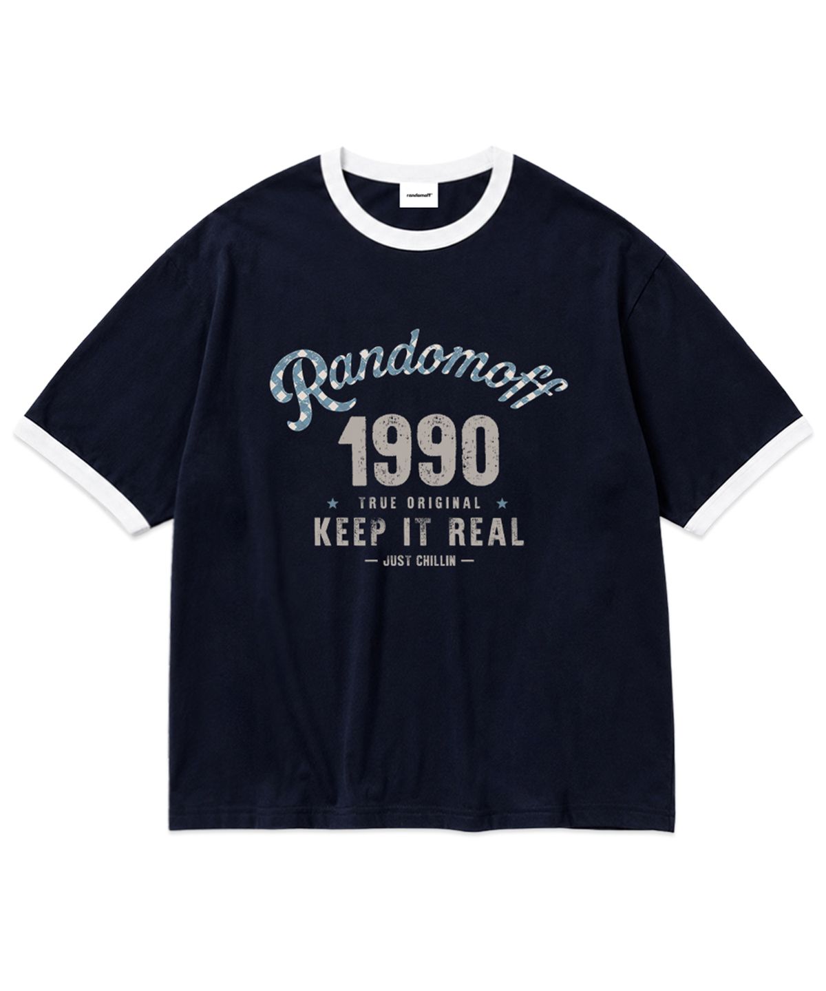 랜덤오프(RANDOMOFF) CHECKER ARCH LOGO RINGER T-SHIRT (3color)