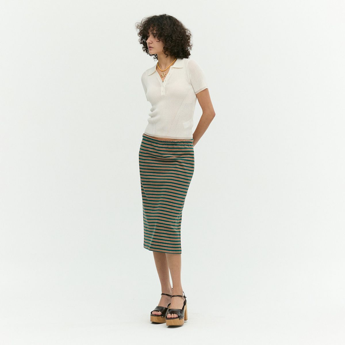 이비엠(EBM) 스트라이프 패턴 E-BAND 스커트 EMP5WSK100
