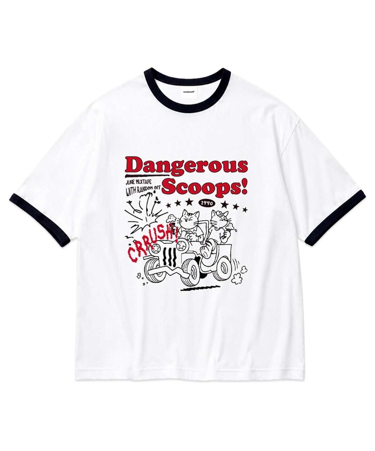 랜덤오프(RANDOMOFF) DANGEROUS SCOOP RINGER T-SHIRT (3color)