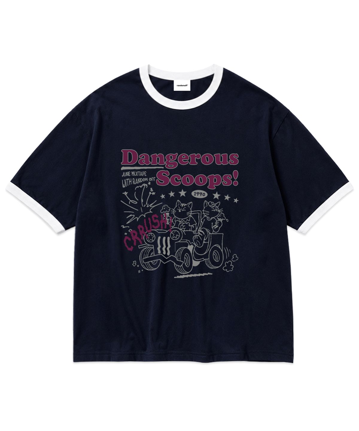 랜덤오프(RANDOMOFF) DANGEROUS SCOOP RINGER T-SHIRT (3color)