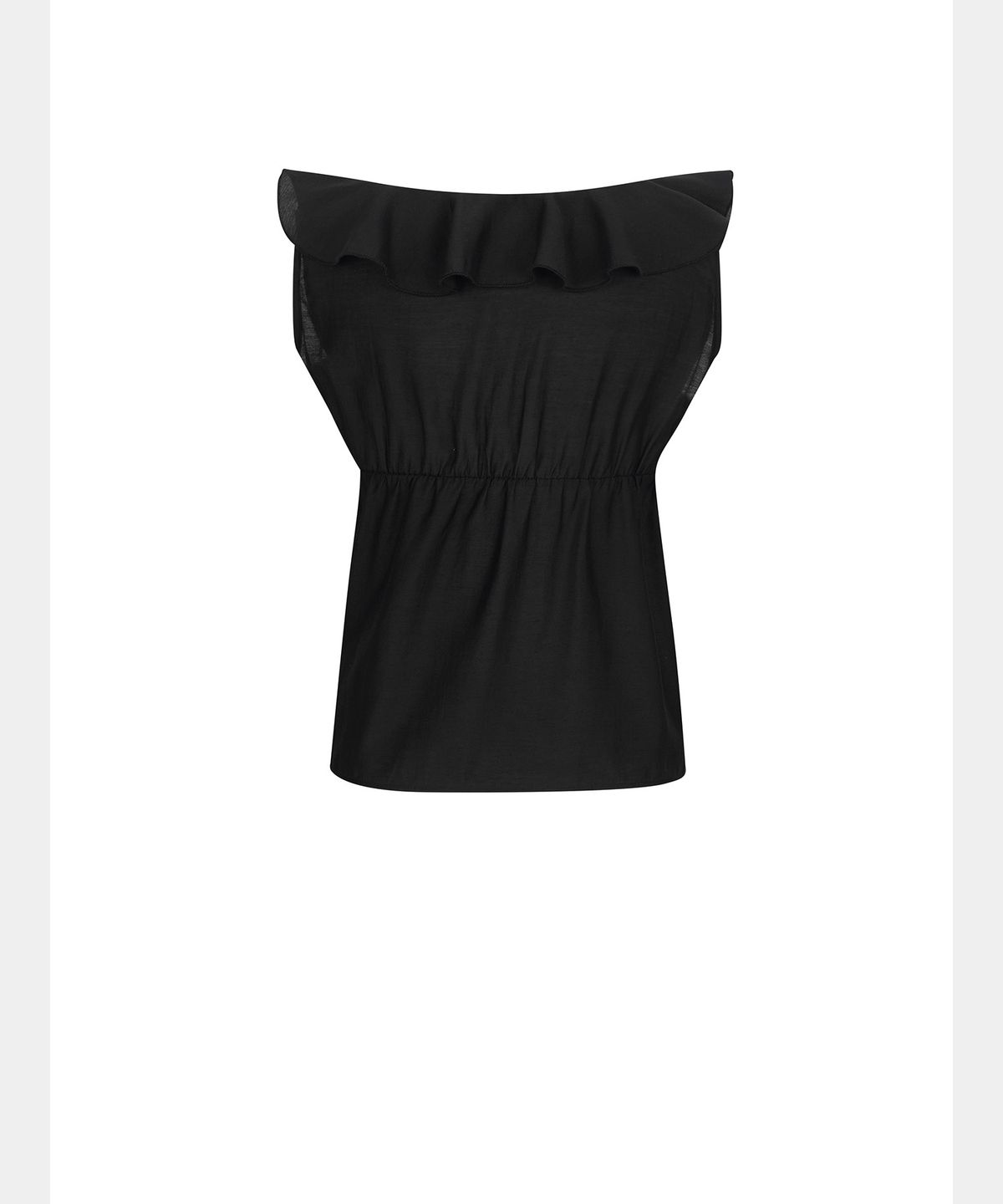 쇠아(SØAR) Corset Ruffle Wrap Blouse (BLACK)
