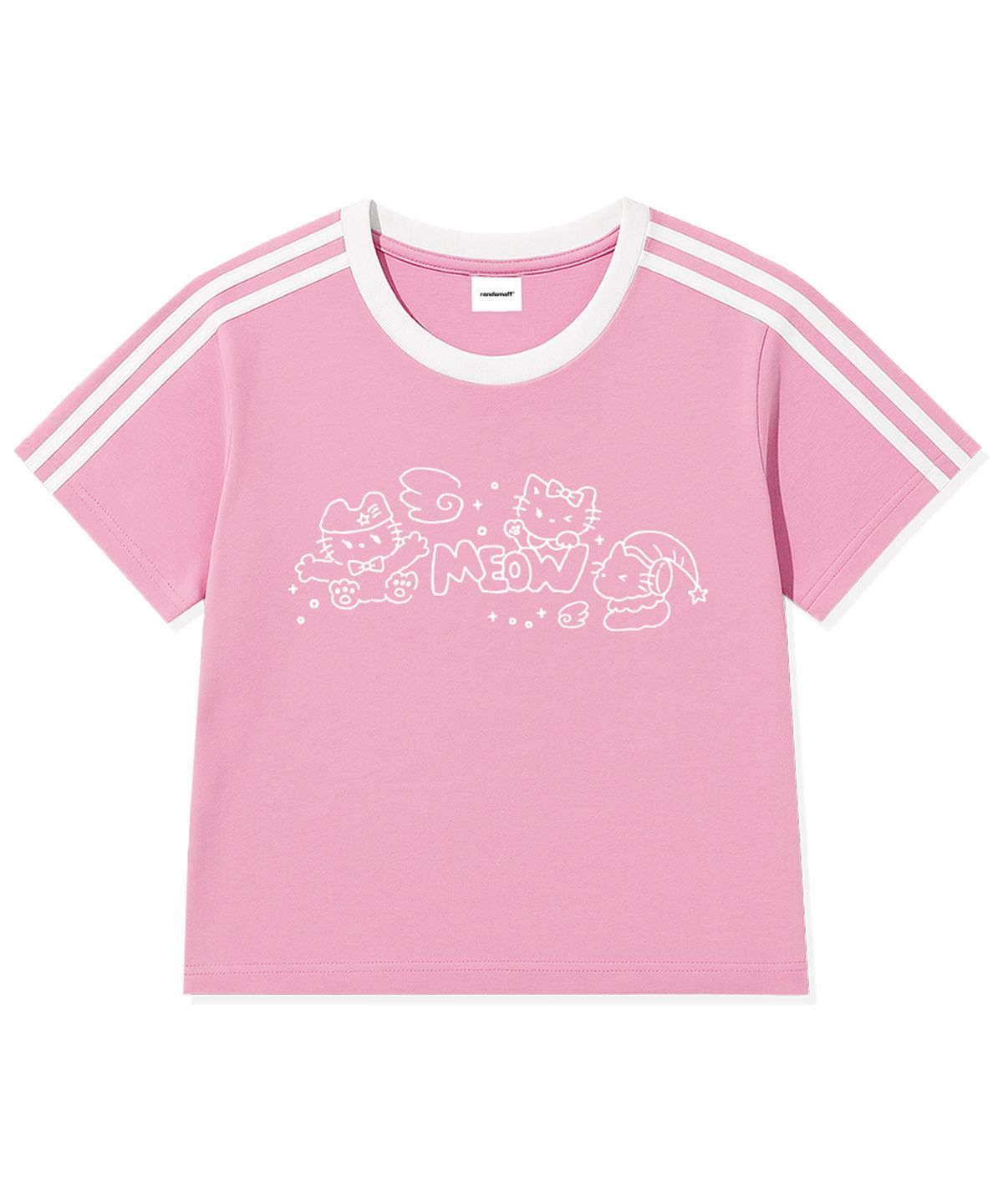 랜덤오프(RANDOMOFF) MEOW KITTENS TRACK CROP T-SHIRT (5color)