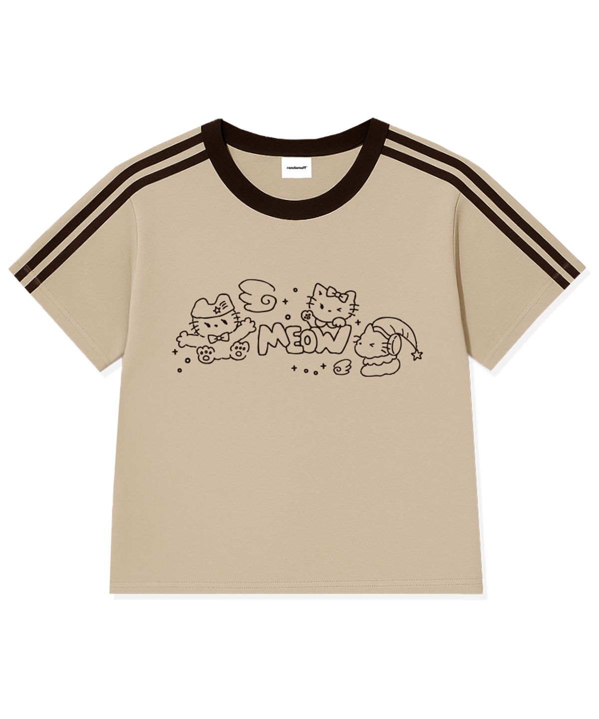 랜덤오프(RANDOMOFF) MEOW KITTENS TRACK CROP T-SHIRT (5color)