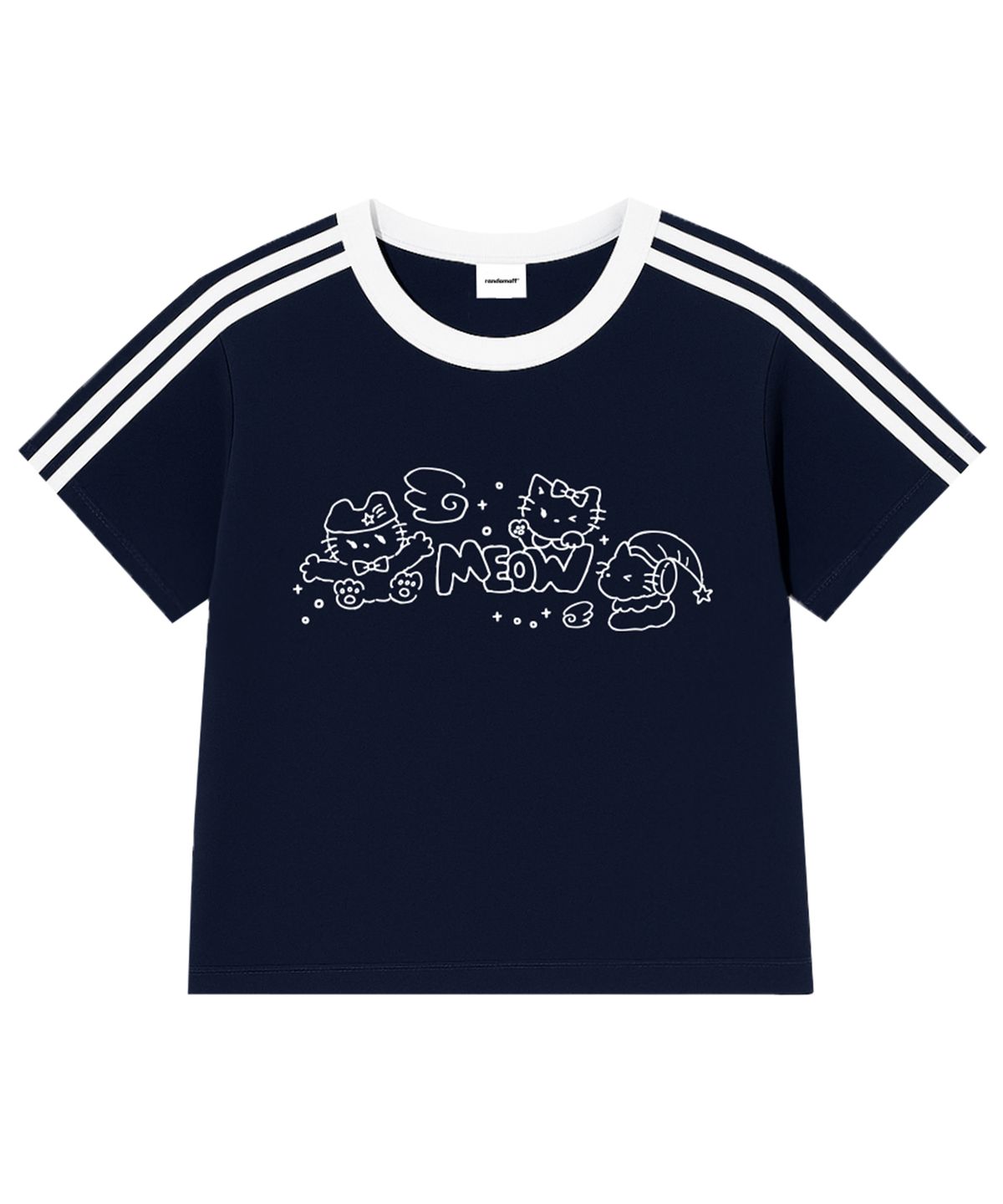 랜덤오프(RANDOMOFF) MEOW KITTENS TRACK CROP T-SHIRT (5color)